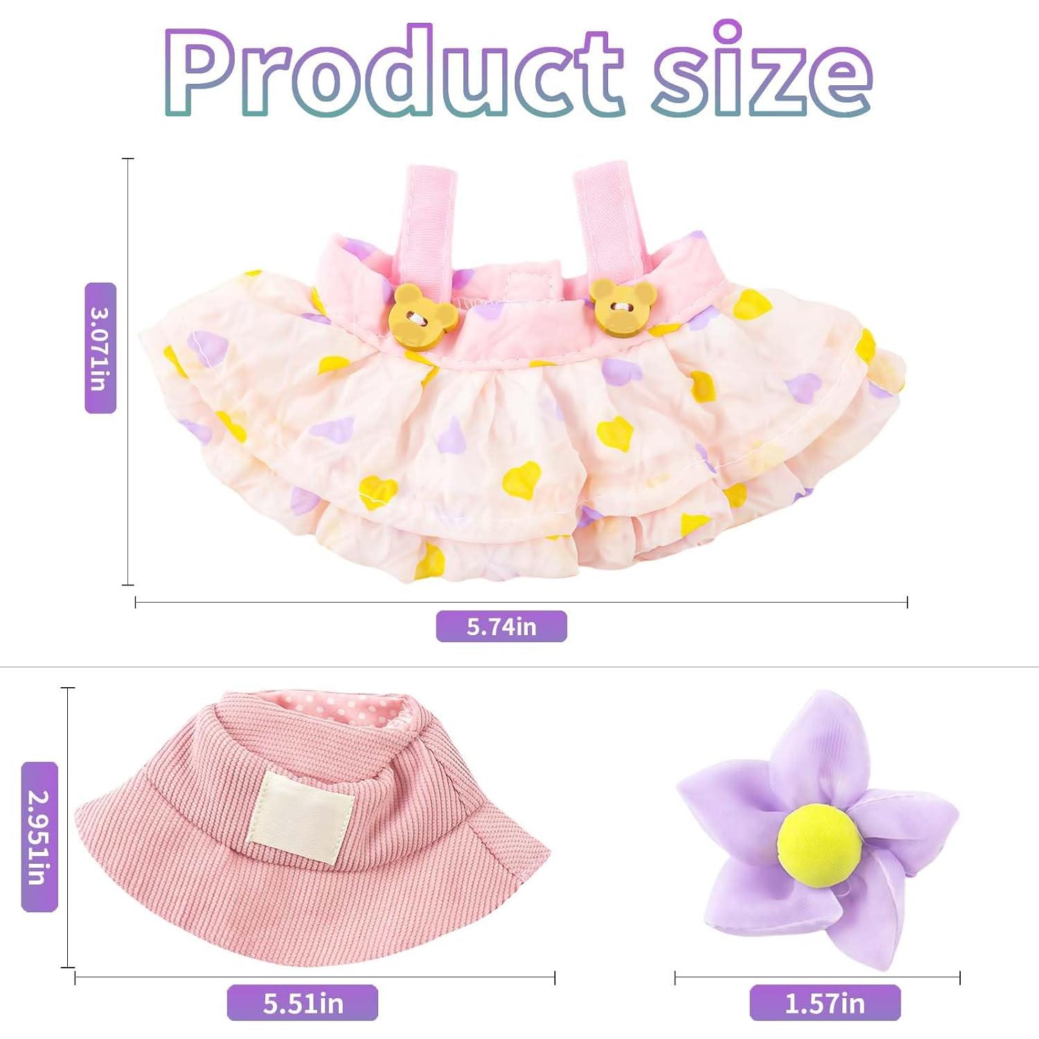 Conjunto de Ropa para Muñeca Lbu Rosa 3 Piezas Sombrero y Falda