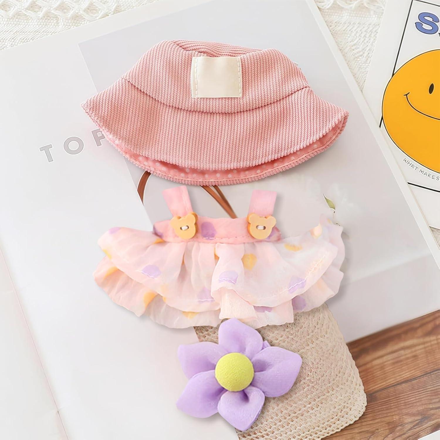 Conjunto de Ropa para Muñeca Lbu Rosa 3 Piezas Sombrero y Falda