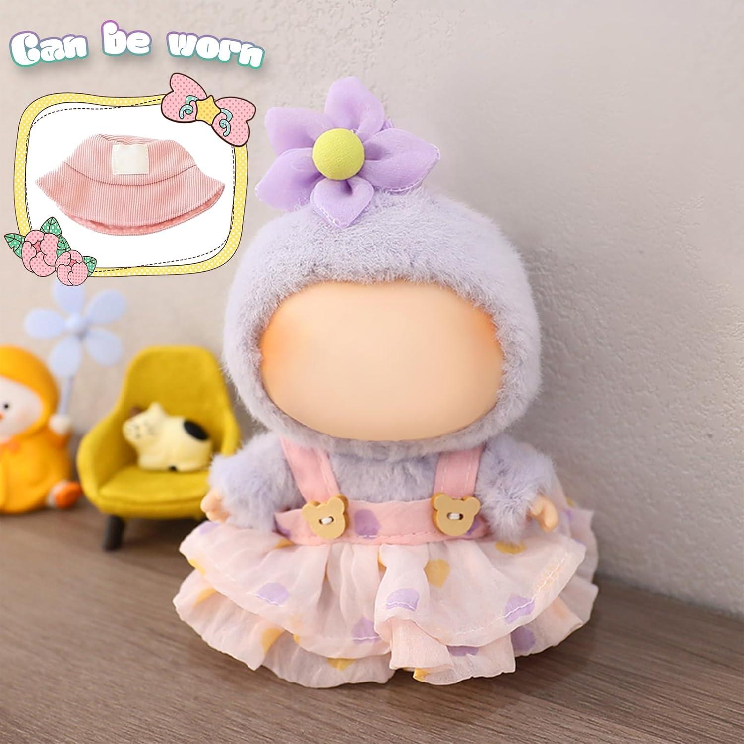 Conjunto de Ropa para Muñeca Lbu Rosa 3 Piezas Sombrero y Falda