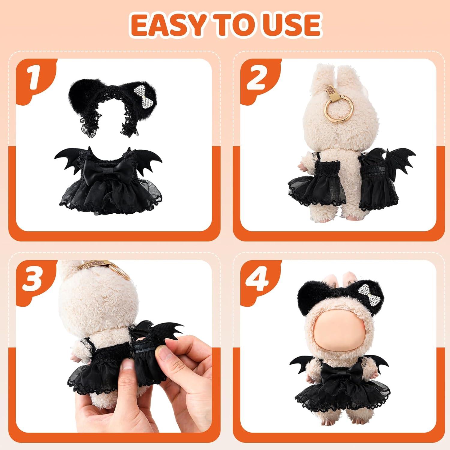 Conjunto de Ropa para Muñecas Labbuu 17cm - 2 Piezas Negra