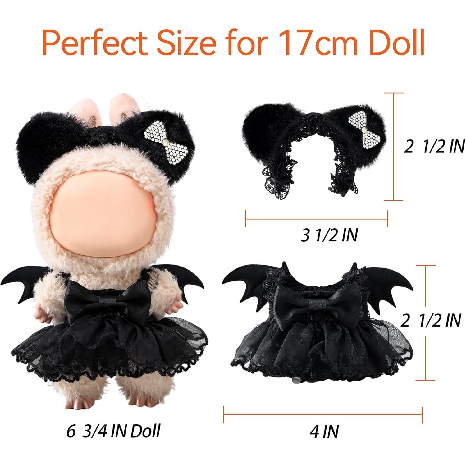 Conjunto de Ropa para Muñecas Labbuu 17cm - 2 Piezas Negra