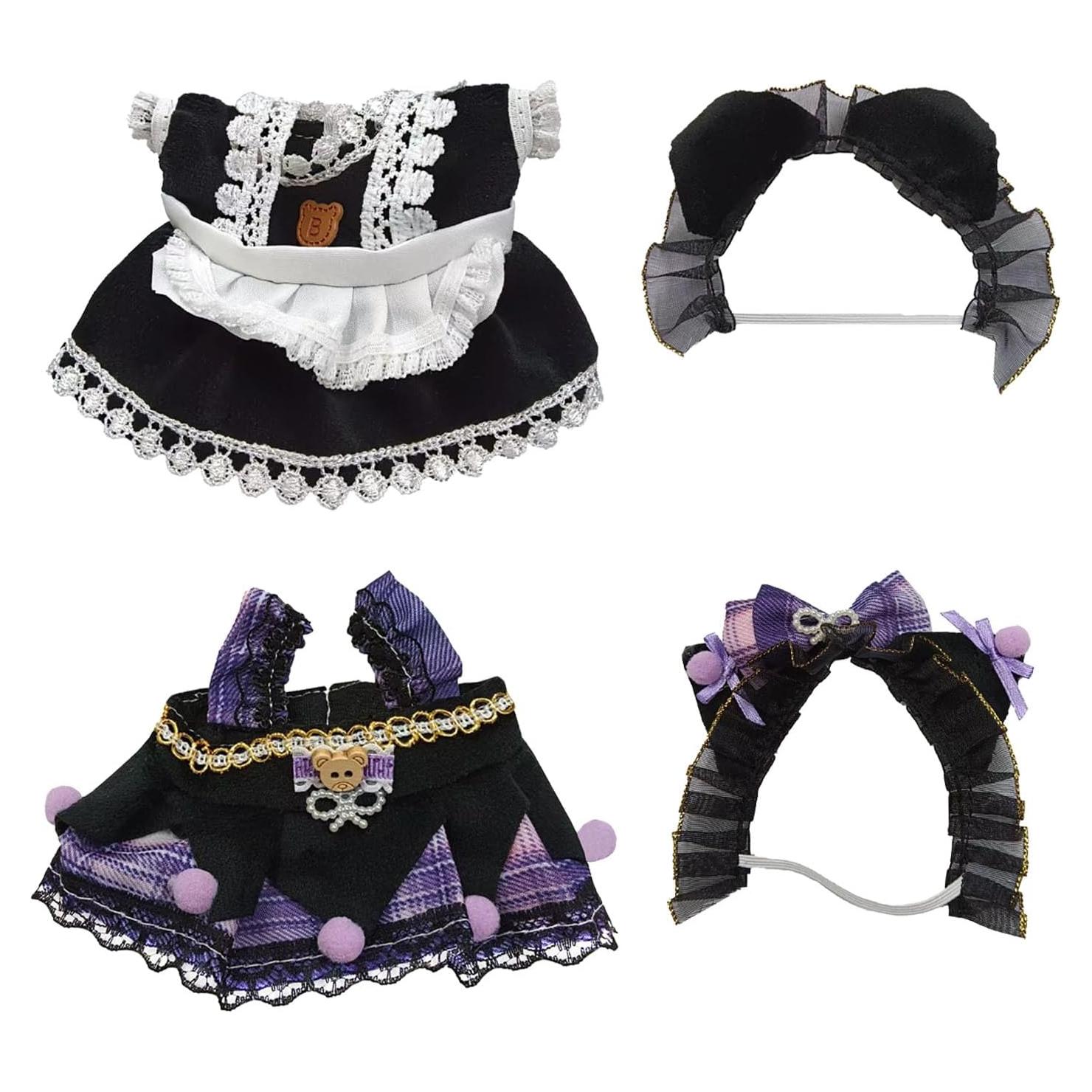 Ropa de muñeca 17cm FEAYEA 2PCS falda negra y morada