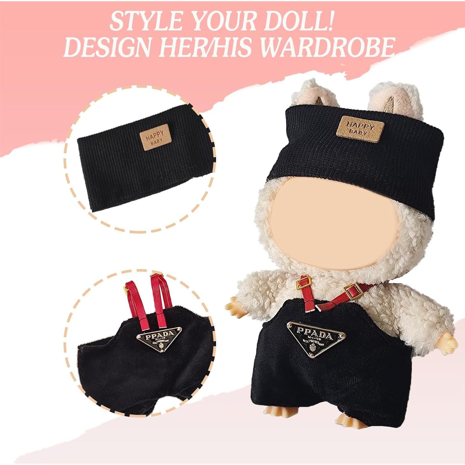 Clothes for LABUBU 17cm Doll (NO Doll), Clothes Outfit Set for Labubu, 2 Piece Set Hairband Clothing Accessories for LABUBU Stylish Cute Dolls Clothes