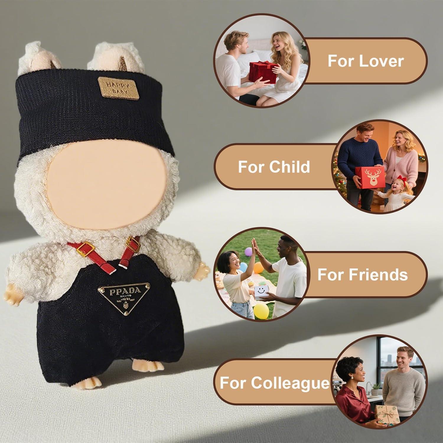 Clothes for LABUBU 17cm Doll (NO Doll), Clothes Outfit Set for Labubu, 2 Piece Set Hairband Clothing Accessories for LABUBU Stylish Cute Dolls Clothes