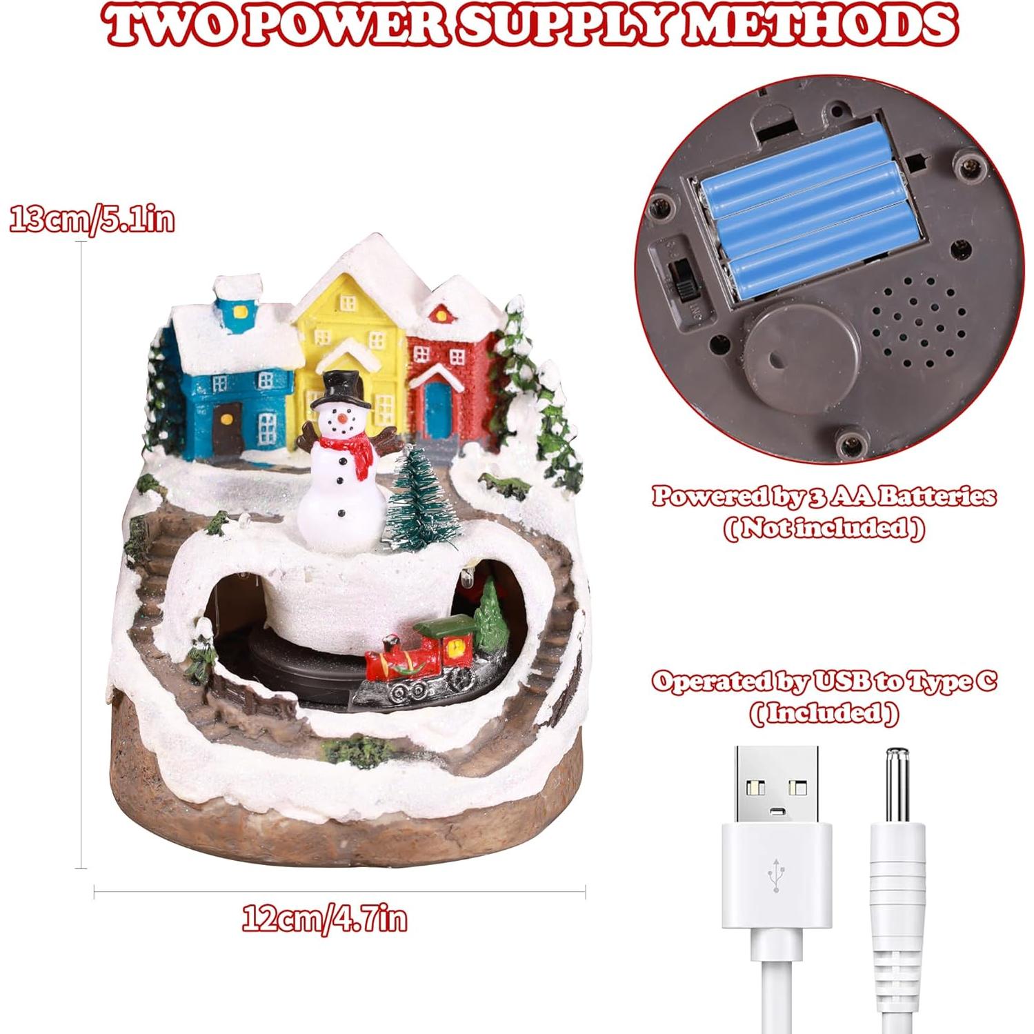 Casas de Pueblo Navideño Musicales RARAXUAN con Luz LED y Tren