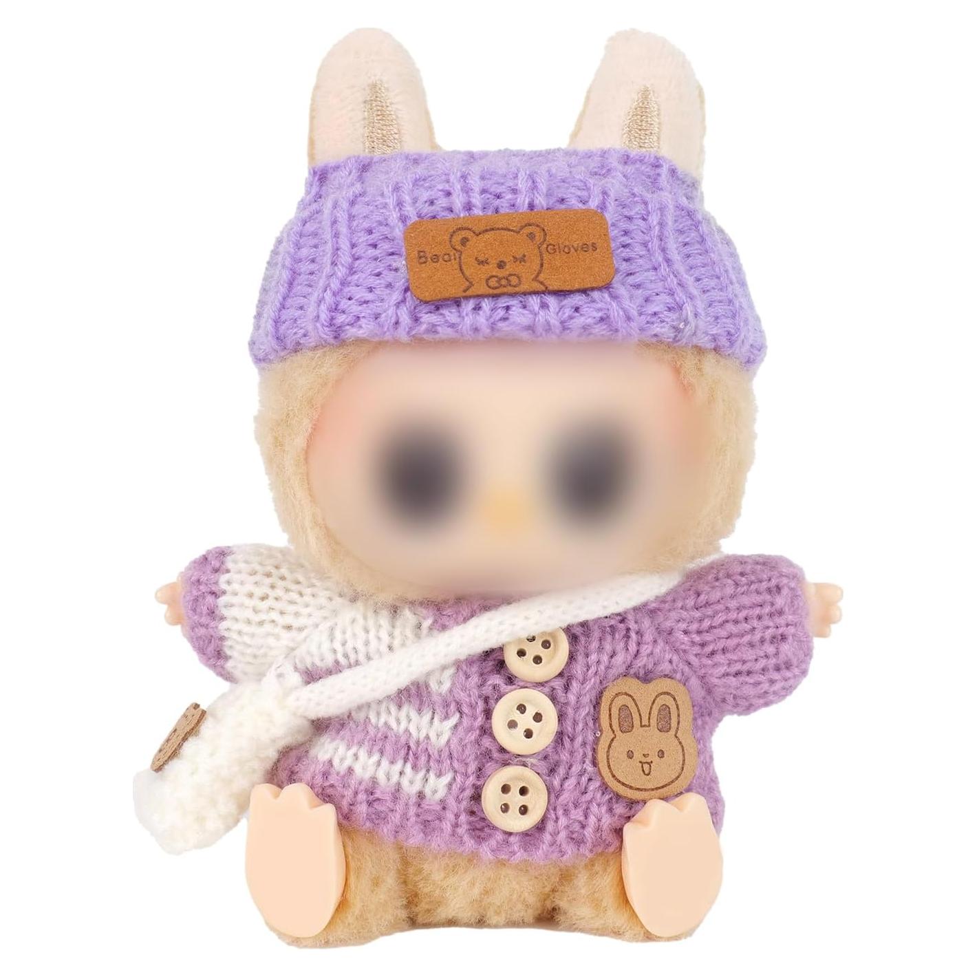 Conjunto de Ganchillo Morado para Muñecas 15-17 cm - 3 Piezas