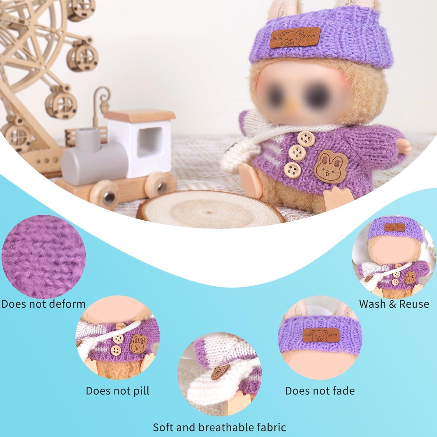 Conjunto de Ganchillo Morado para Muñecas 15-17 cm - 3 Piezas