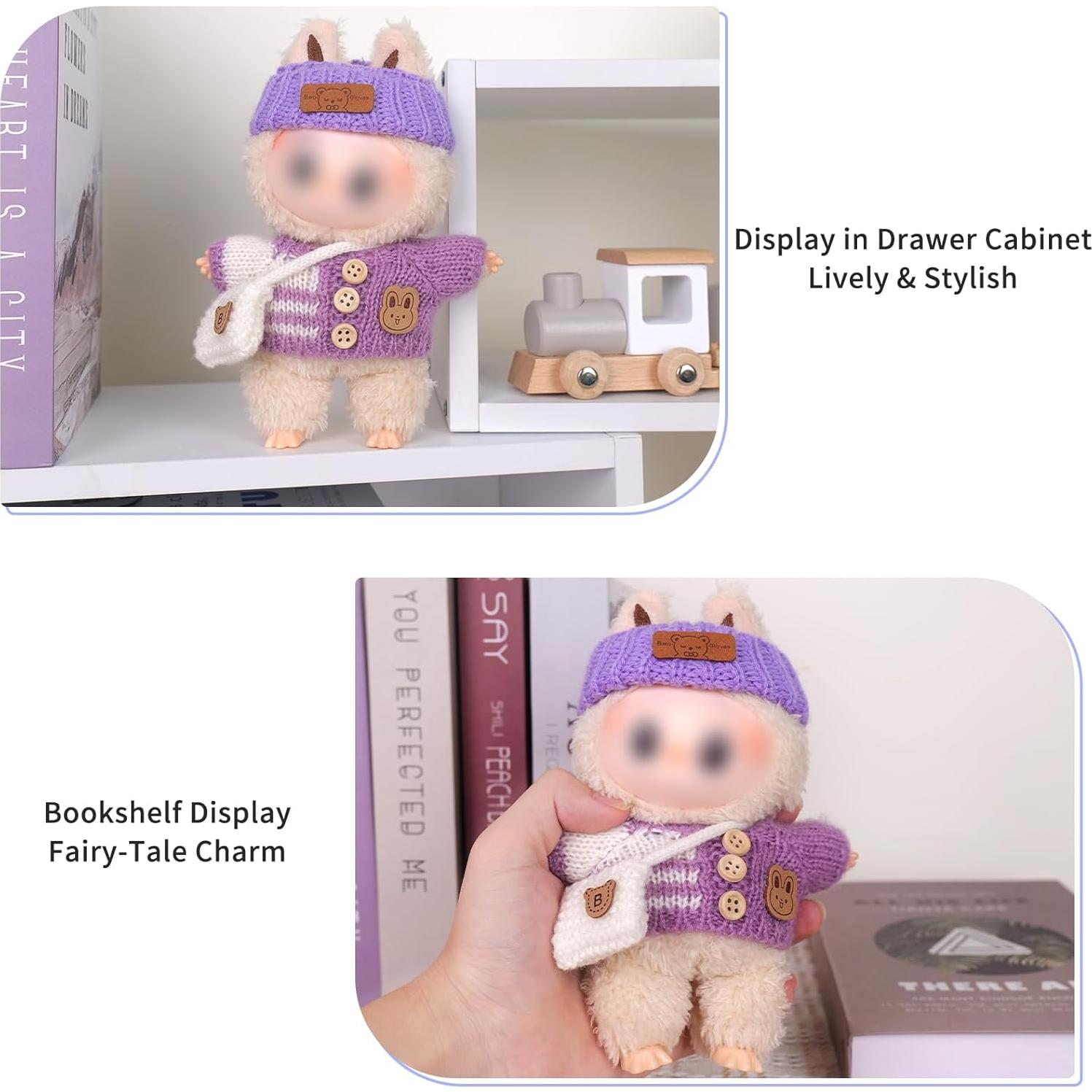 Conjunto de Ganchillo Morado para Muñecas 15-17 cm - 3 Piezas