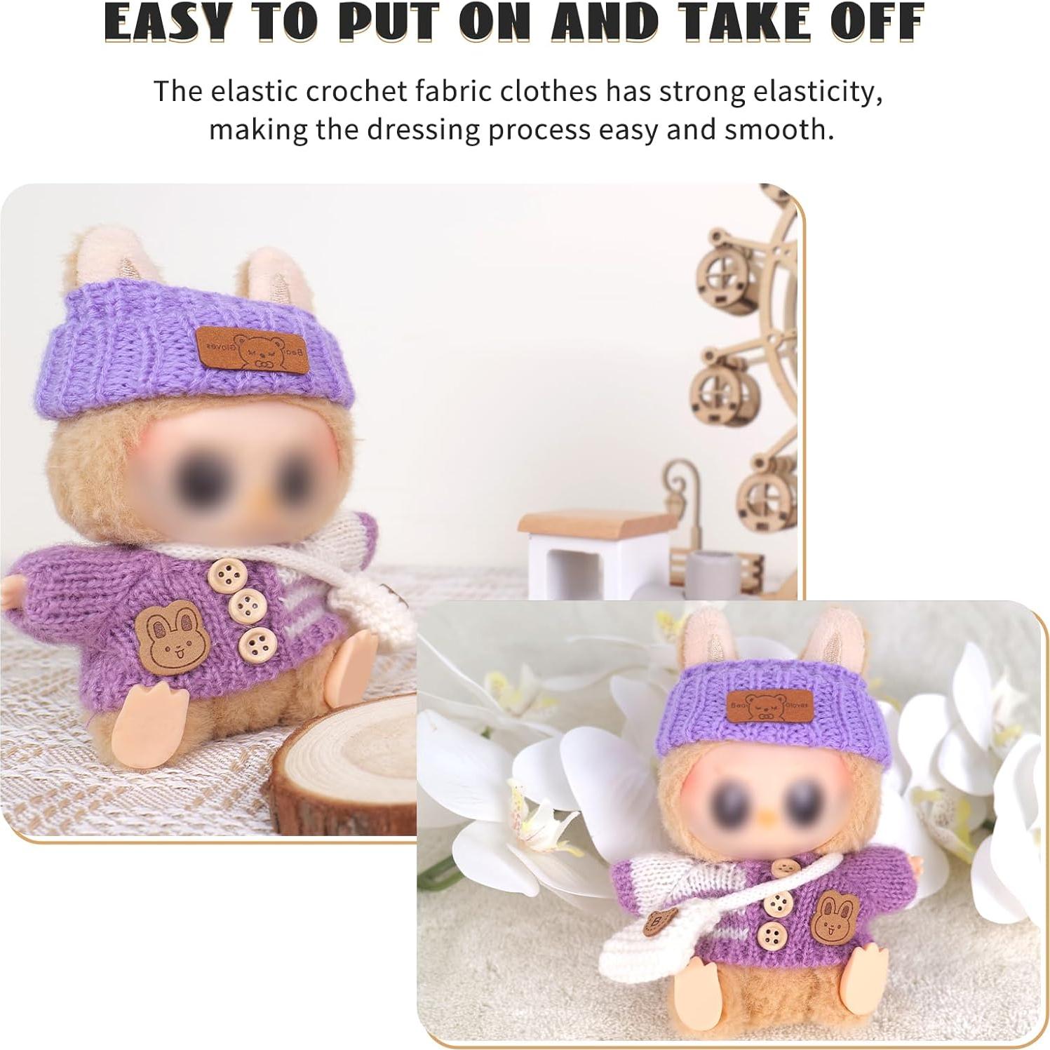 Conjunto de Ganchillo Morado para Muñecas 15-17 cm - 3 Piezas