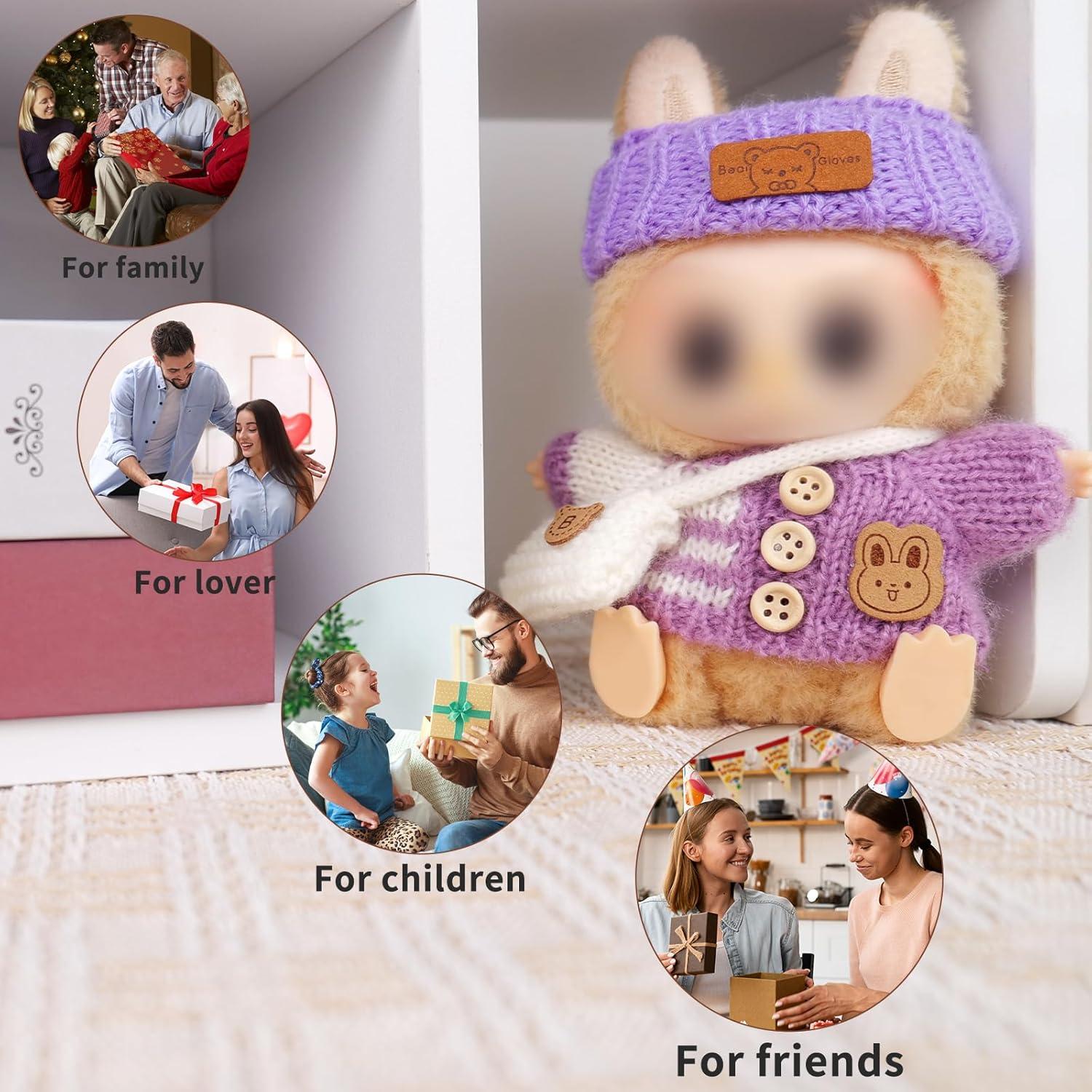 Conjunto de Ganchillo Morado para Muñecas 15-17 cm - 3 Piezas