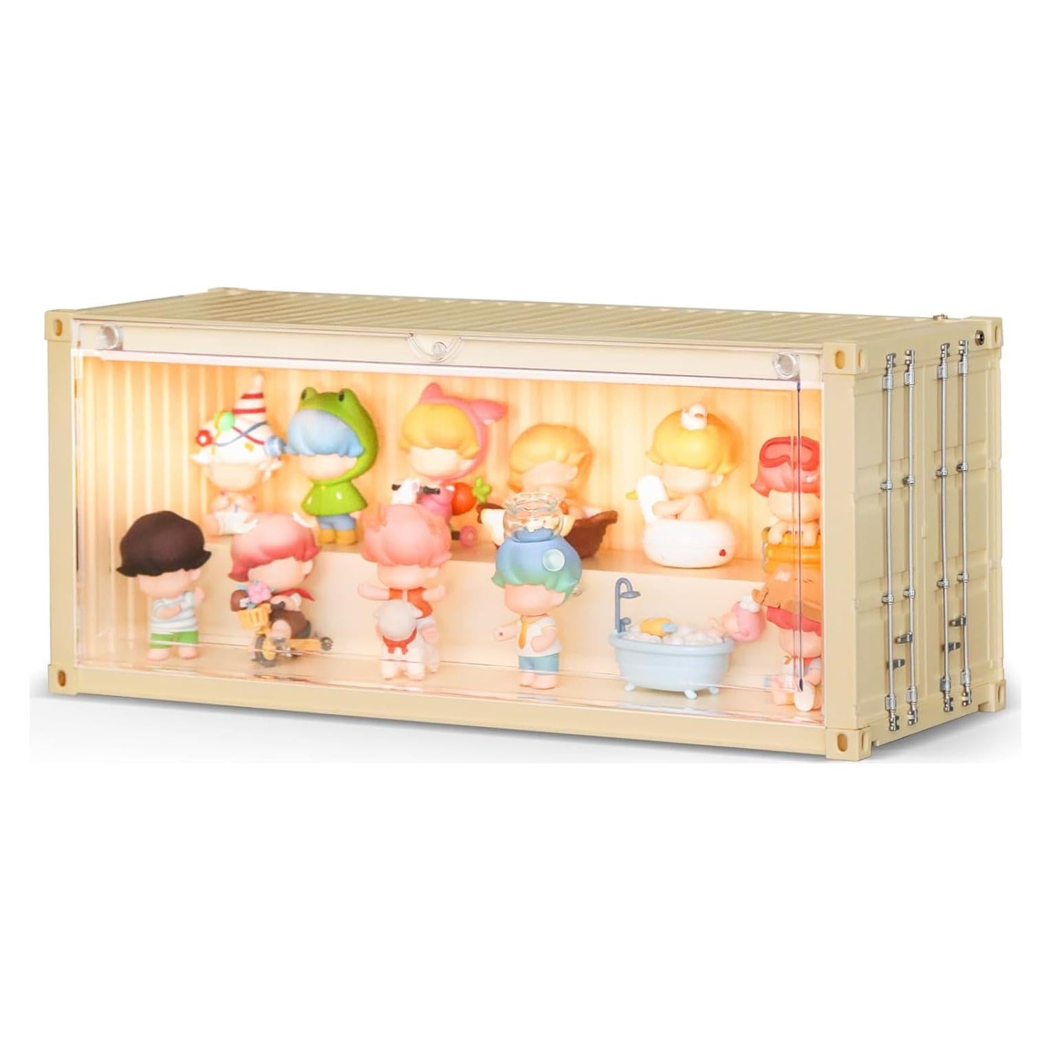 Vitrina Acrílica Apilable MOCBURIKU con Luces LED Beige