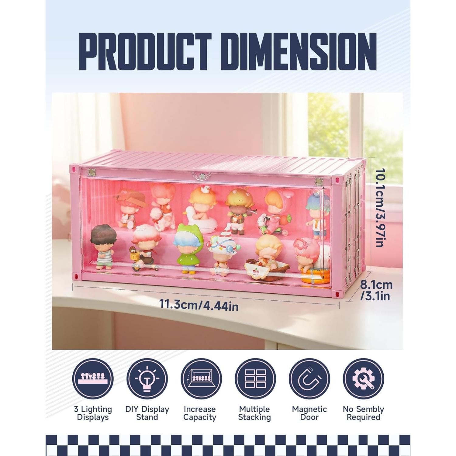 Vitrina Acrílica Apilable MOCBURIKU con Luces LED Beige