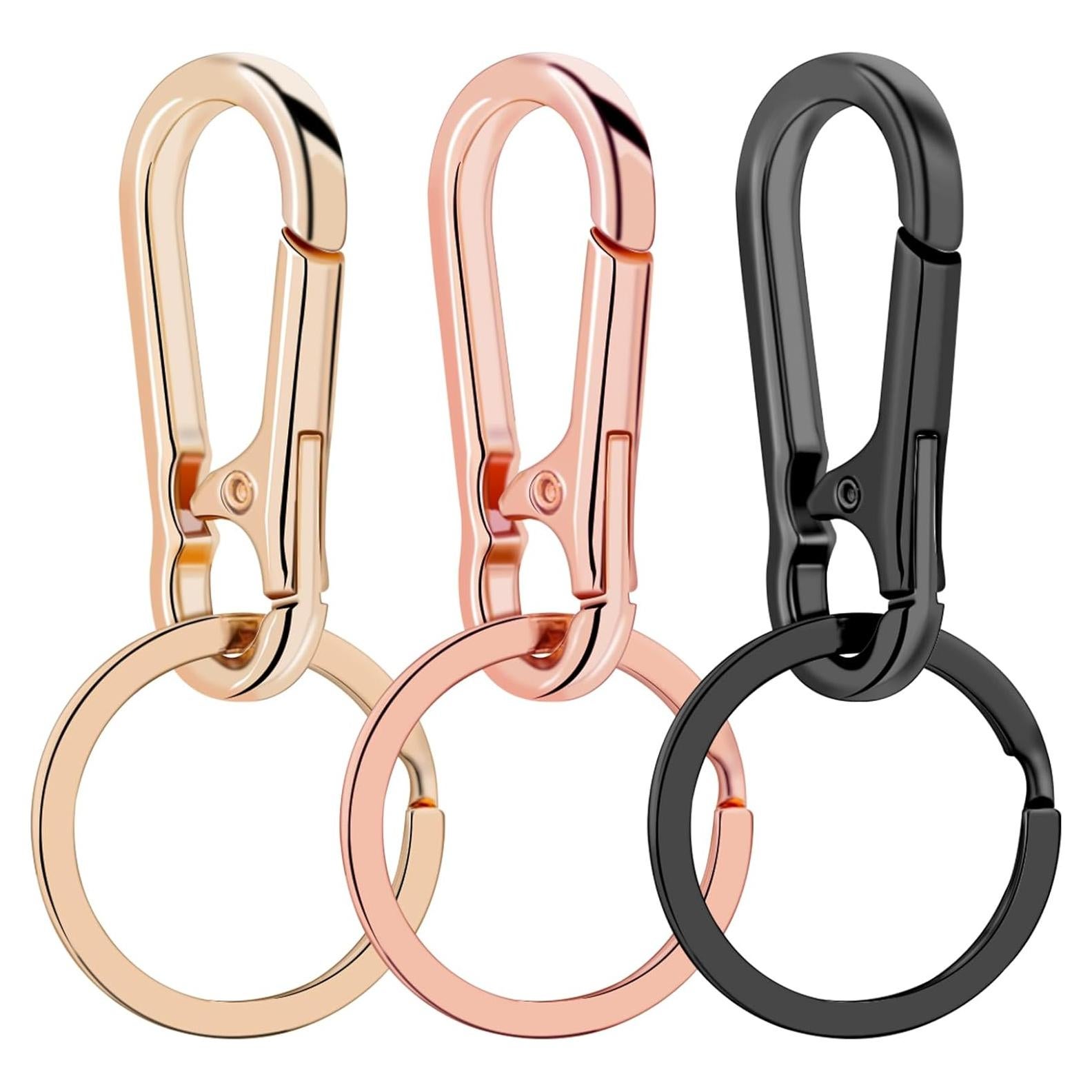 Llaveros de metal 3 Pzs - Plata, Oro Rosa, Negro