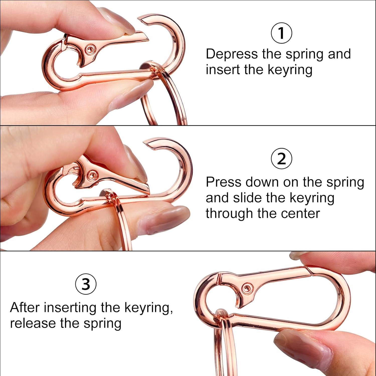 Llaveros de metal 3 Pzs - Plata, Oro Rosa, Negro