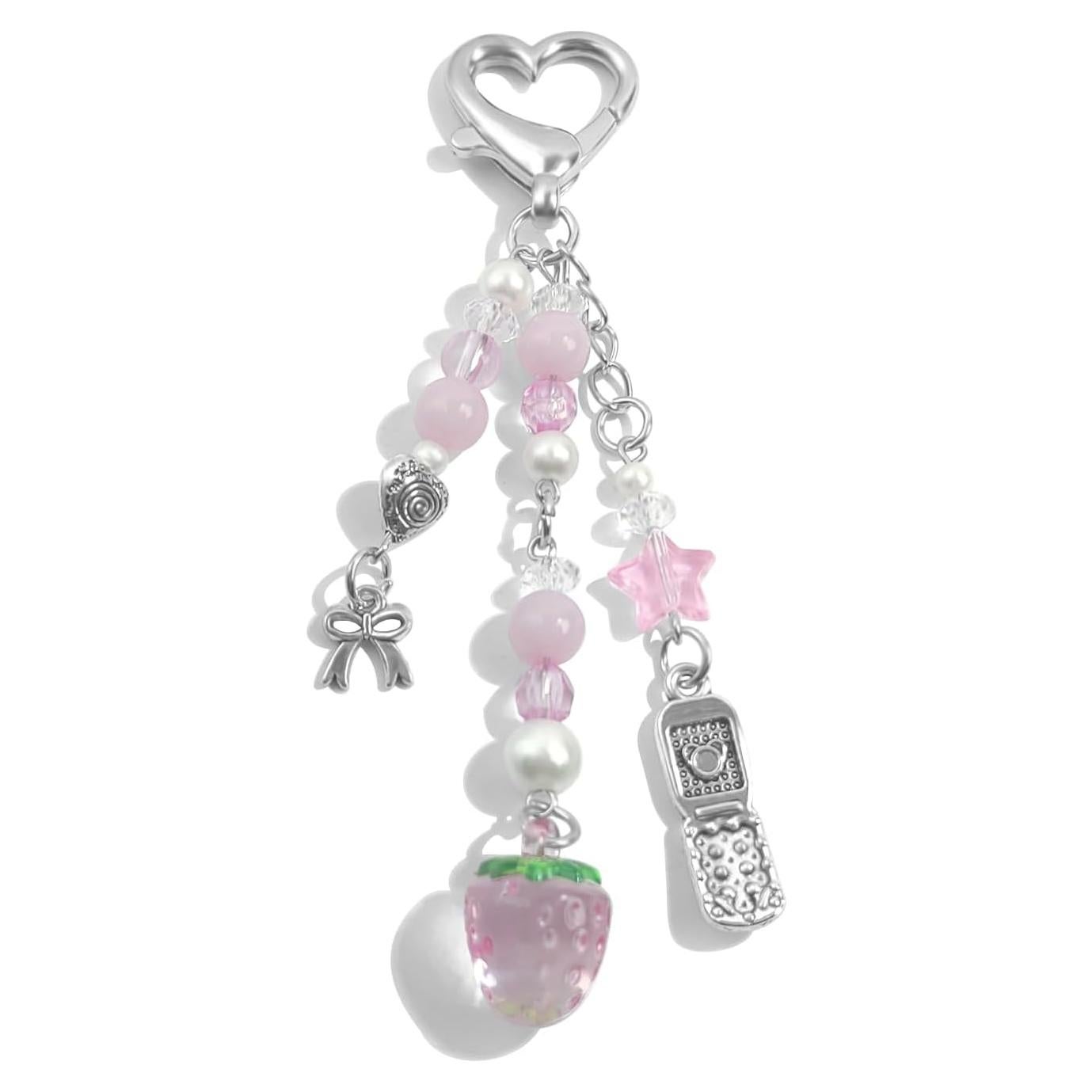 Llaveros estéticos Y2K para mujeres - 1x Fresa Rosa - Accesorios