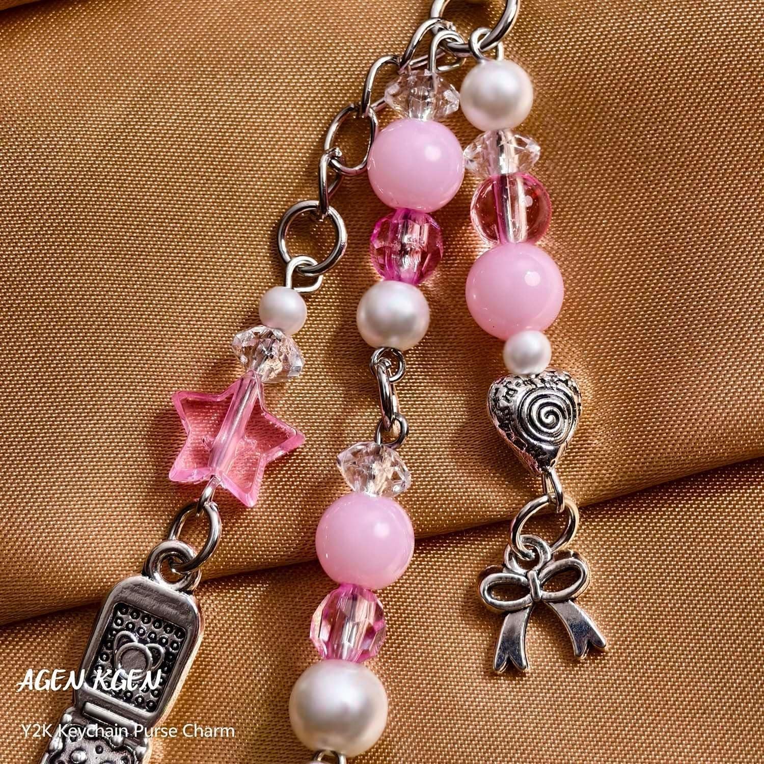 Llaveros estéticos Y2K para mujeres - 1x Fresa Rosa - Accesorios