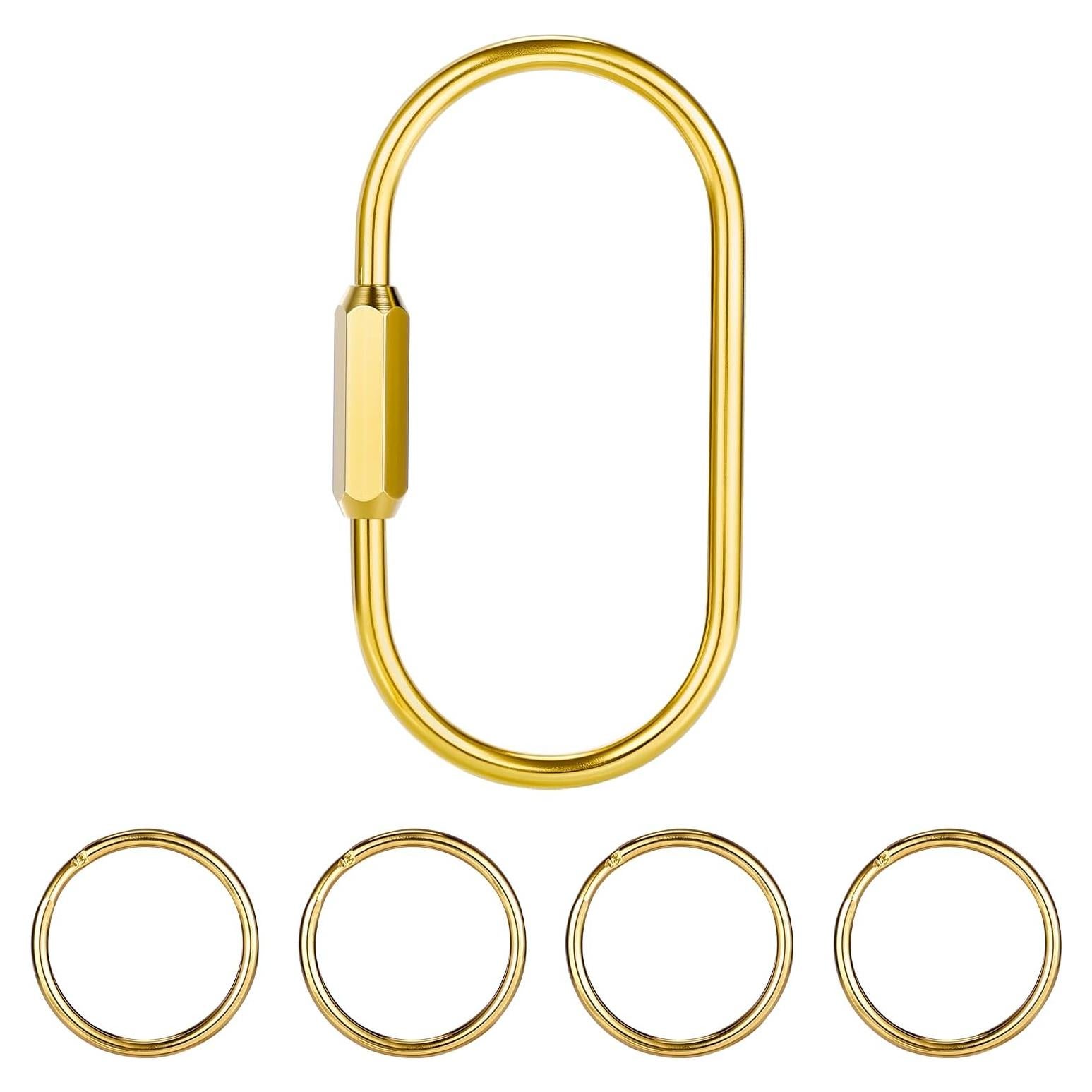 Anillas de Llave de Latón Dorado Tiezzi - 4 Anillas con Carabinero