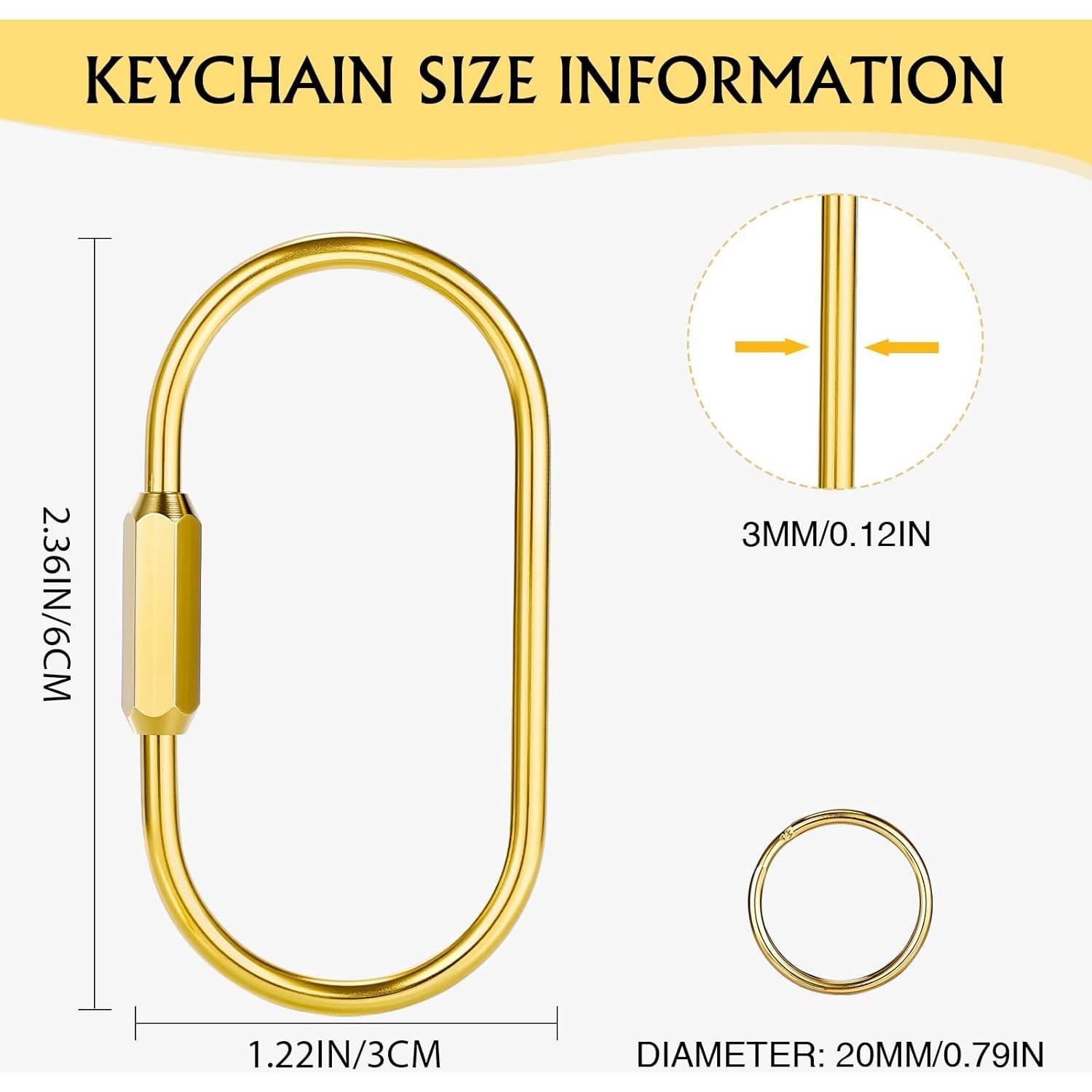 Anillas de Llave de Latón Dorado Tiezzi - 4 Anillas con Carabinero