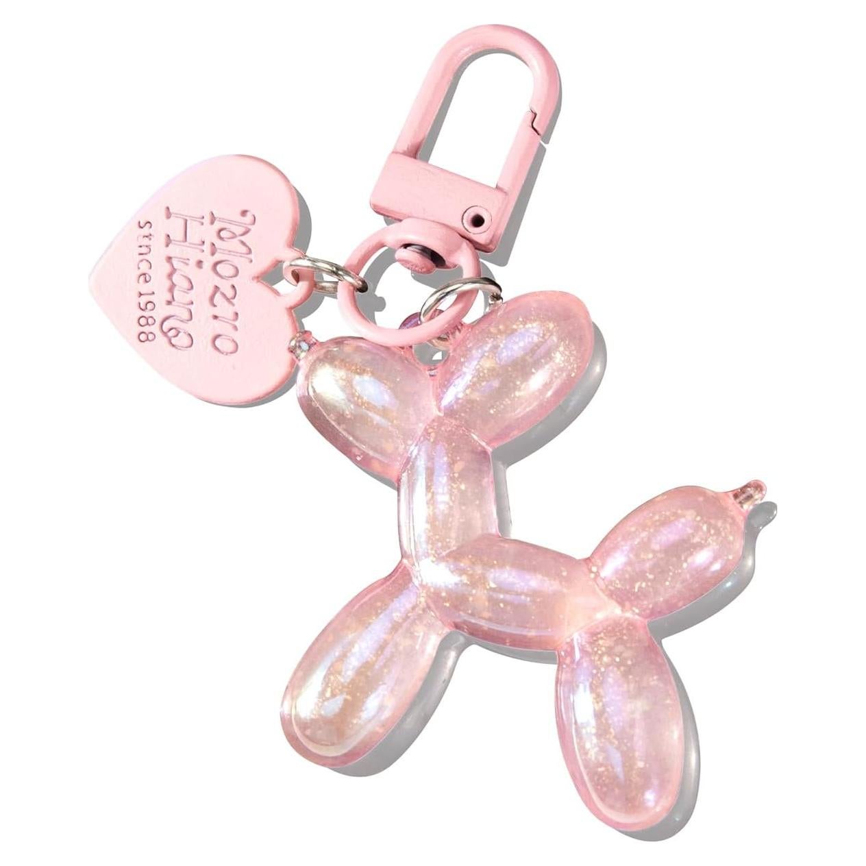 Llavero Perro Globo de Gelatina Rosa Fluorescente 8cm