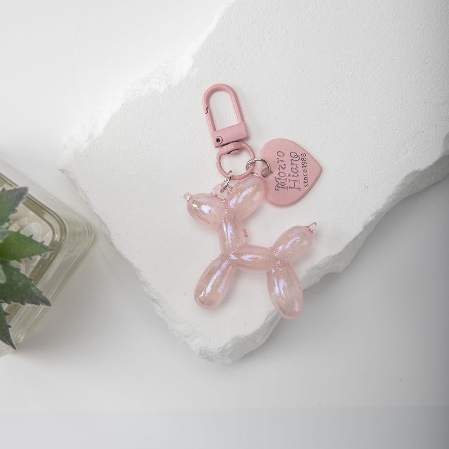 Llavero Perro Globo de Gelatina Rosa Fluorescente 8cm