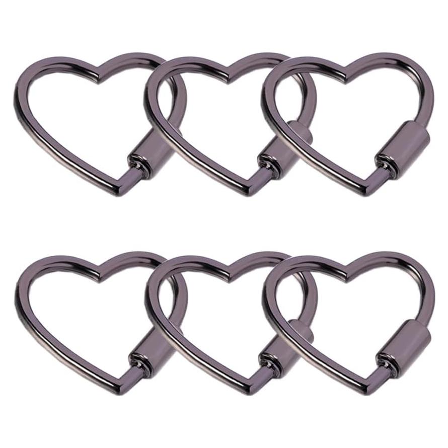 Juego de 6 Carabiners en Forma de Corazón KCKEYS 30mm Aluminio