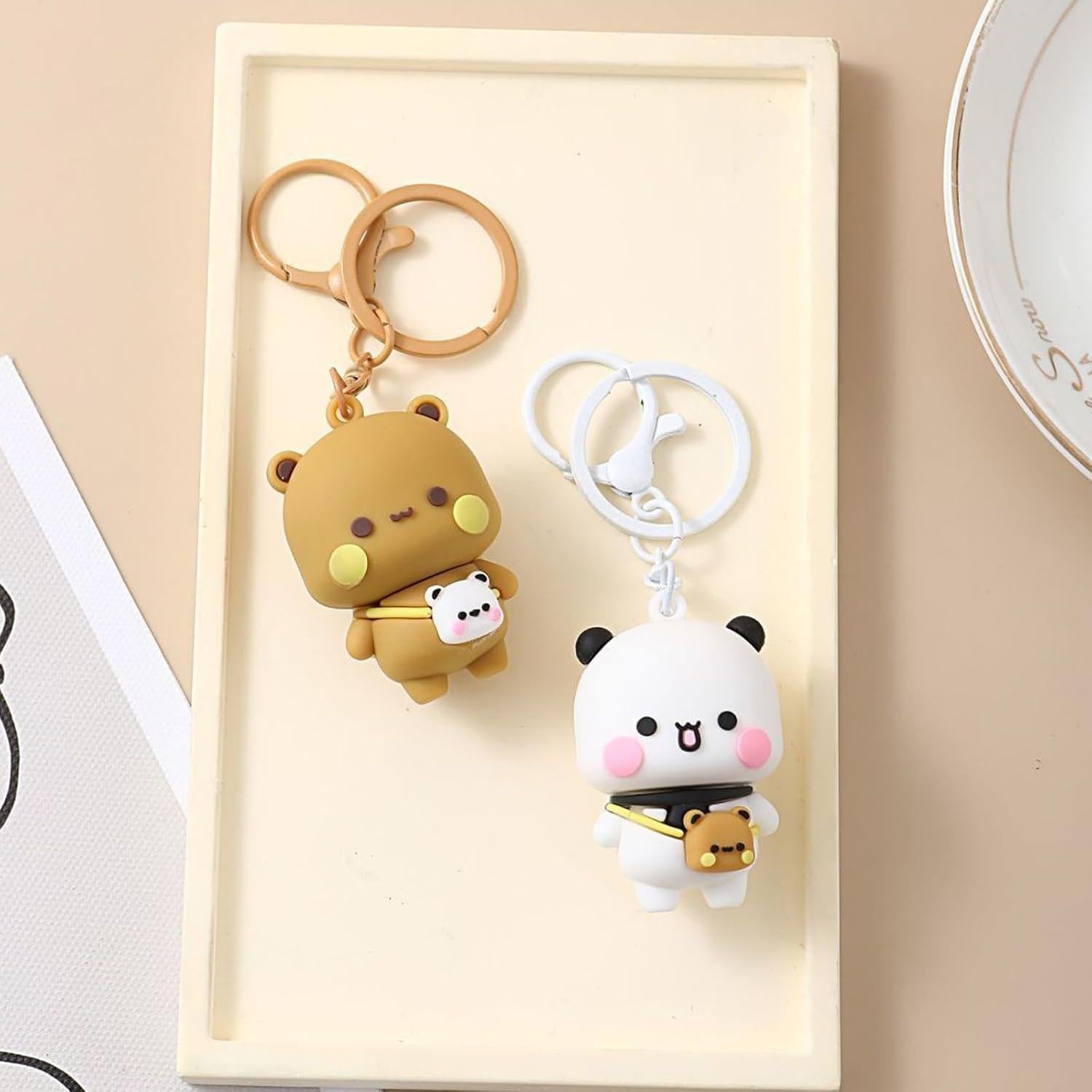 Llavero Kawaii Bubu Dudu 2PCS Osos Panda para Mujeres