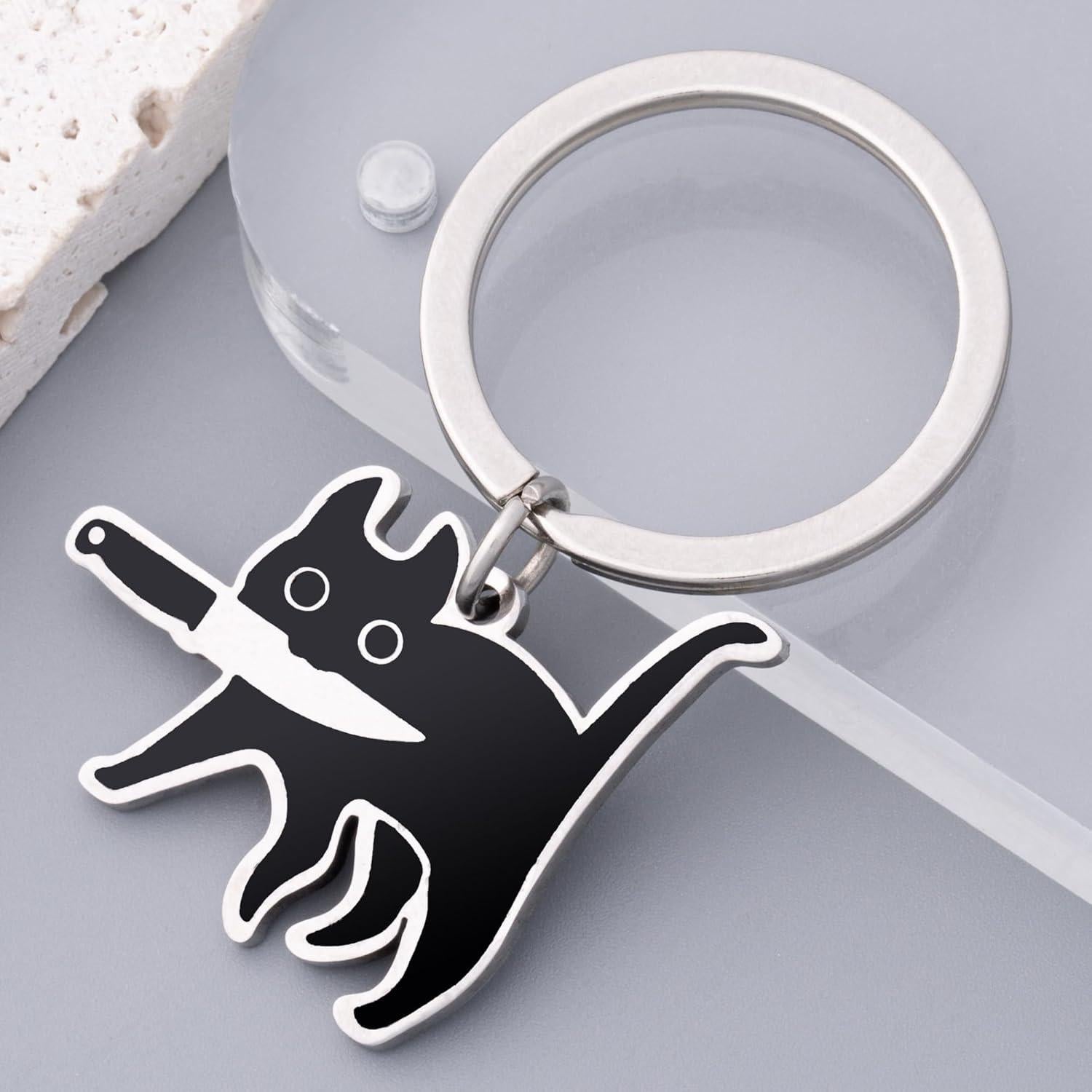 Llavero de gato negro XIANNVXI para mujeres - 4.57x3.05 cm