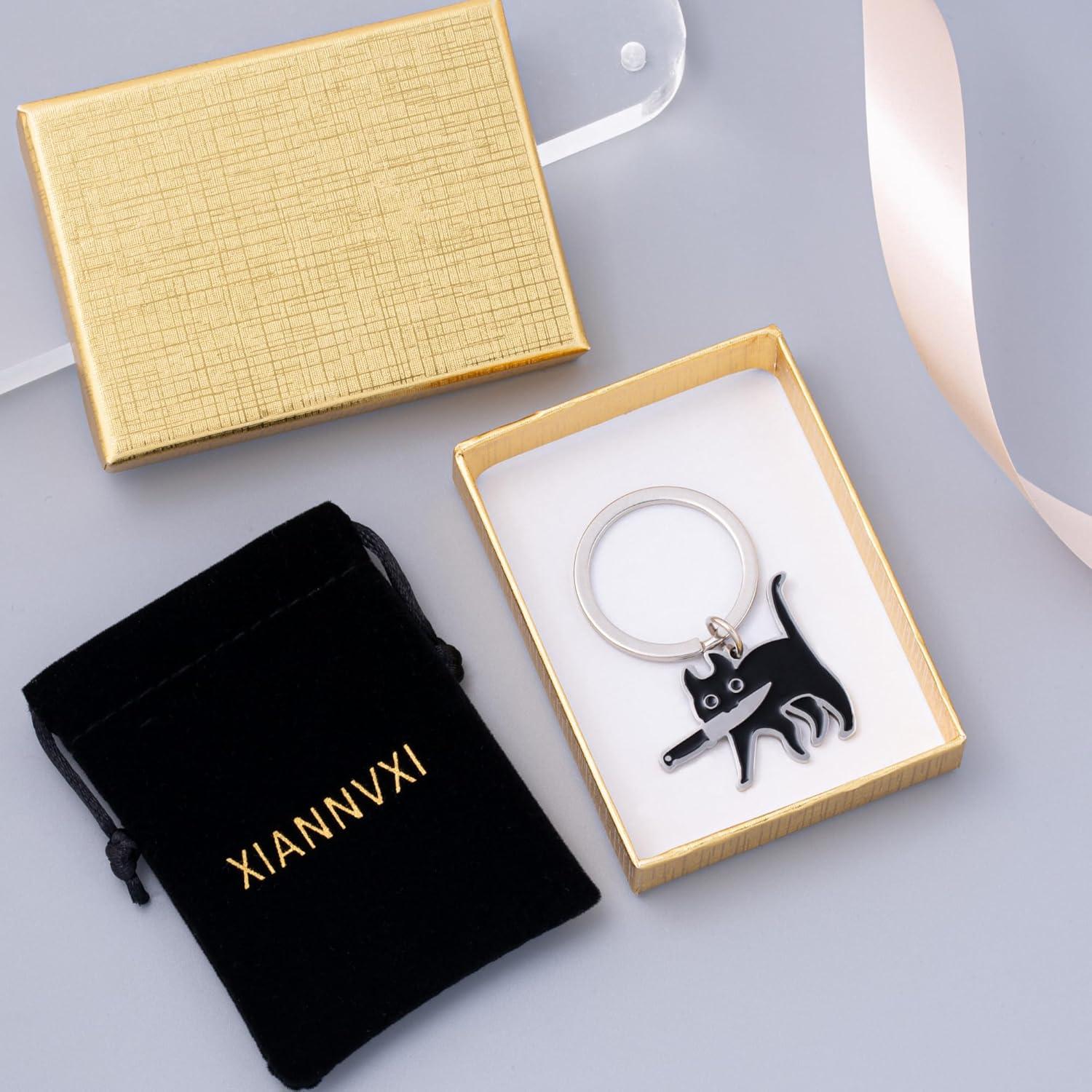 Llavero de gato negro XIANNVXI para mujeres - 4.57x3.05 cm