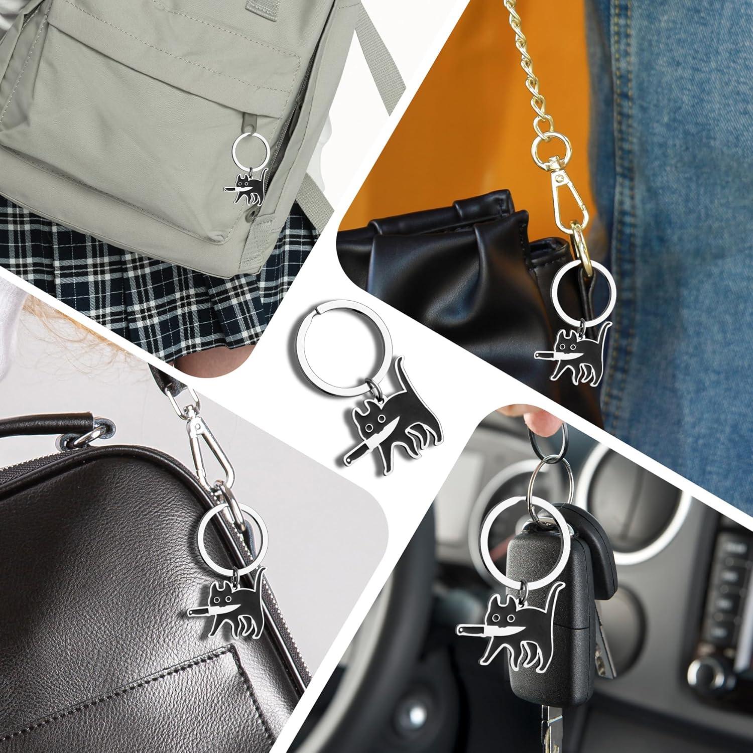 Llavero de gato negro XIANNVXI para mujeres - 4.57x3.05 cm
