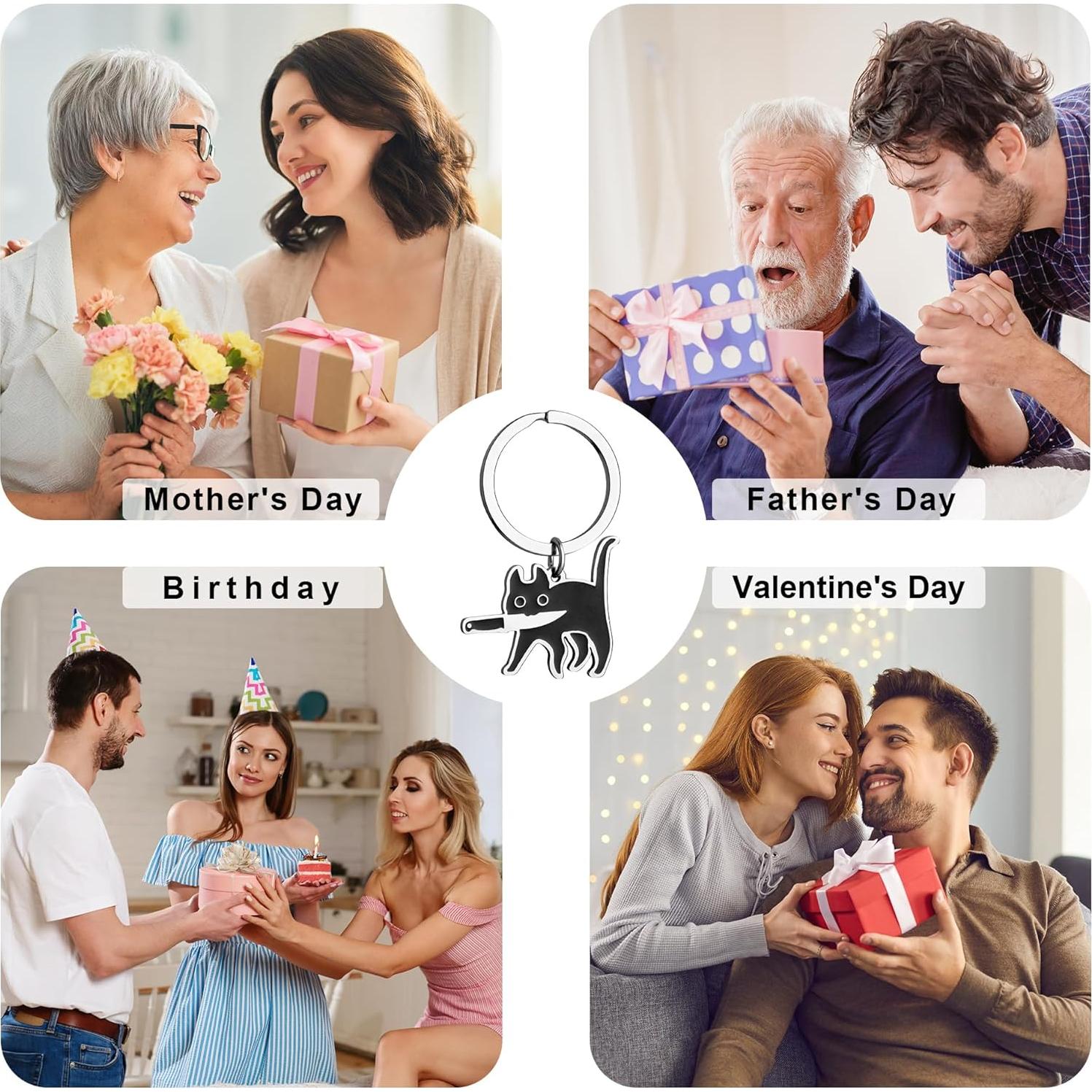 Llavero de gato negro XIANNVXI para mujeres - 4.57x3.05 cm