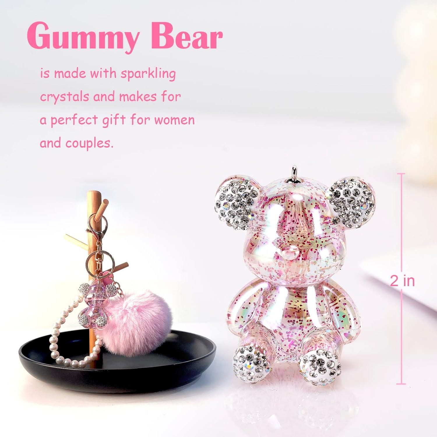 Llavero de Oso Kawaii YOU WIZV con Pom Pom Rosa - 19.1x8.4 cm