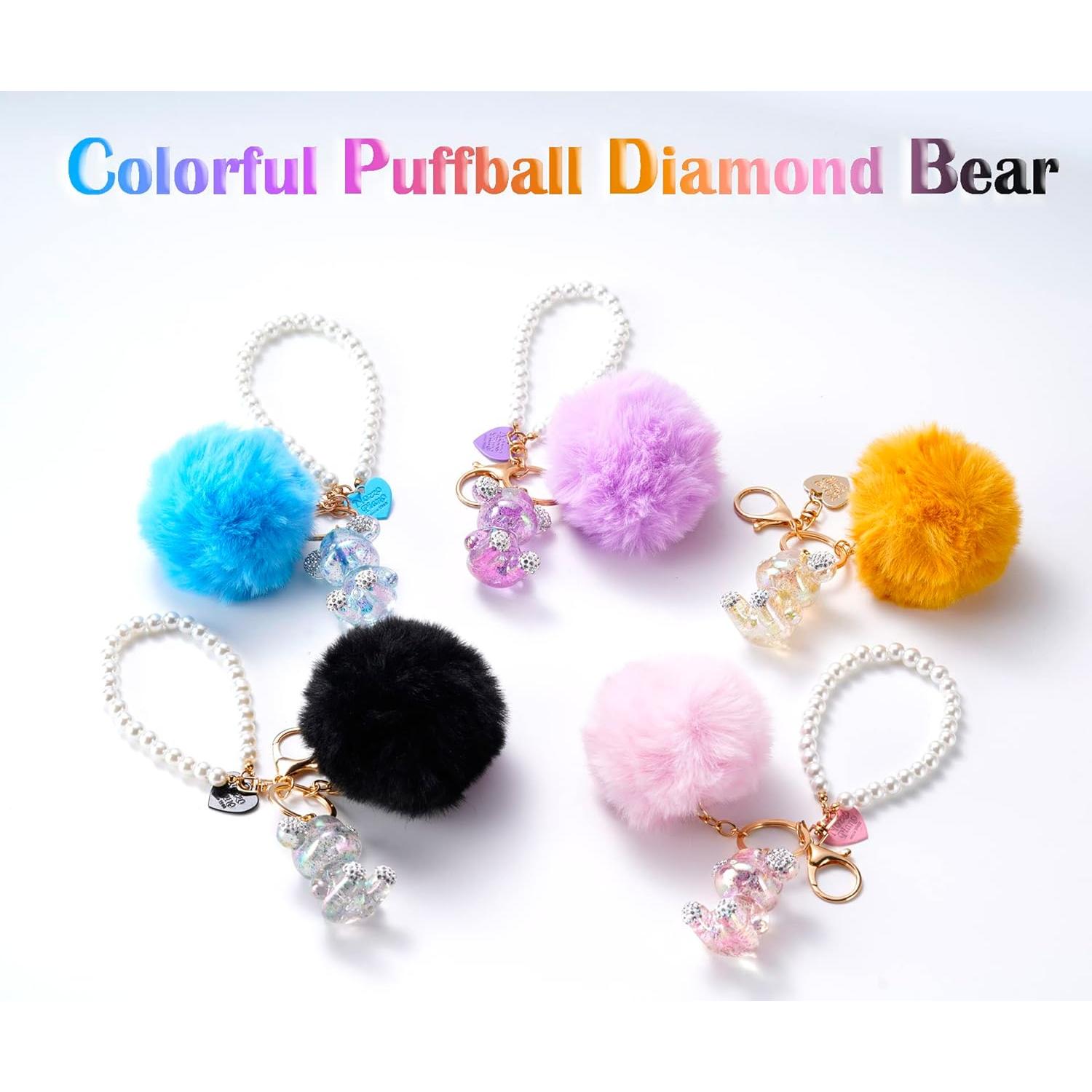 Llavero de Oso Kawaii YOU WIZV con Pom Pom Rosa - 19.1x8.4 cm