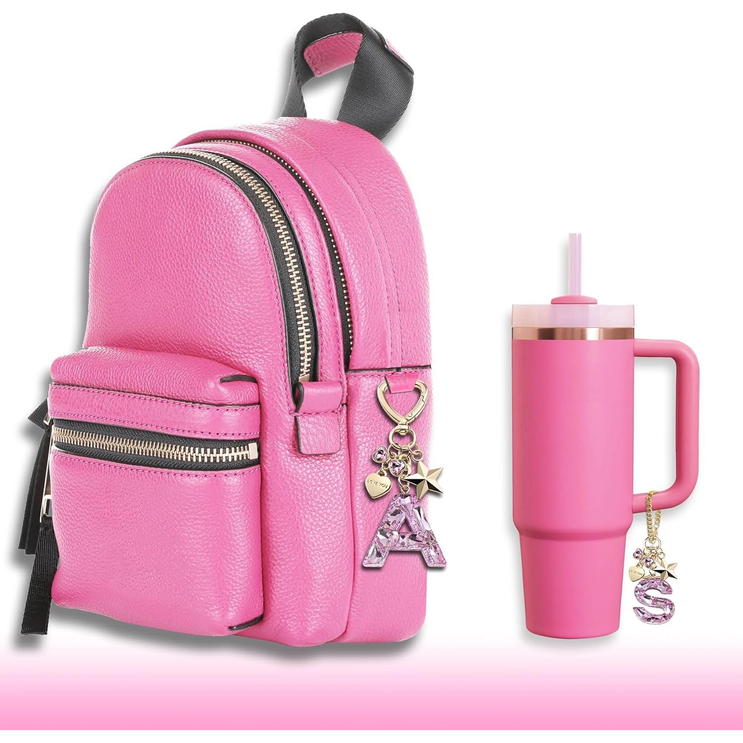 Llavero Brillante Inicial Mariposa Estrella Rosa Púrpura