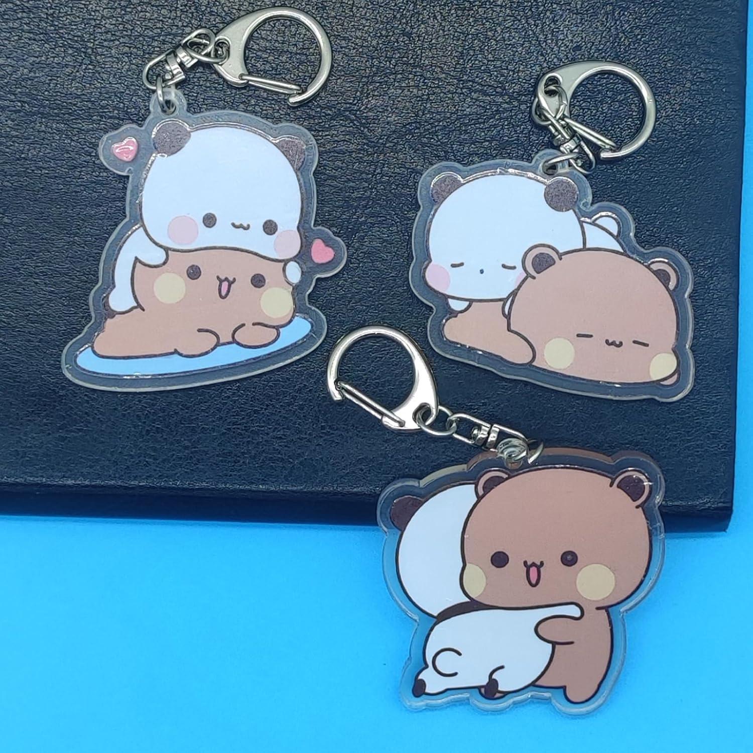 Llavero Acrílico Kawaii Osos Panda Bubu Dudu 4 Pcs