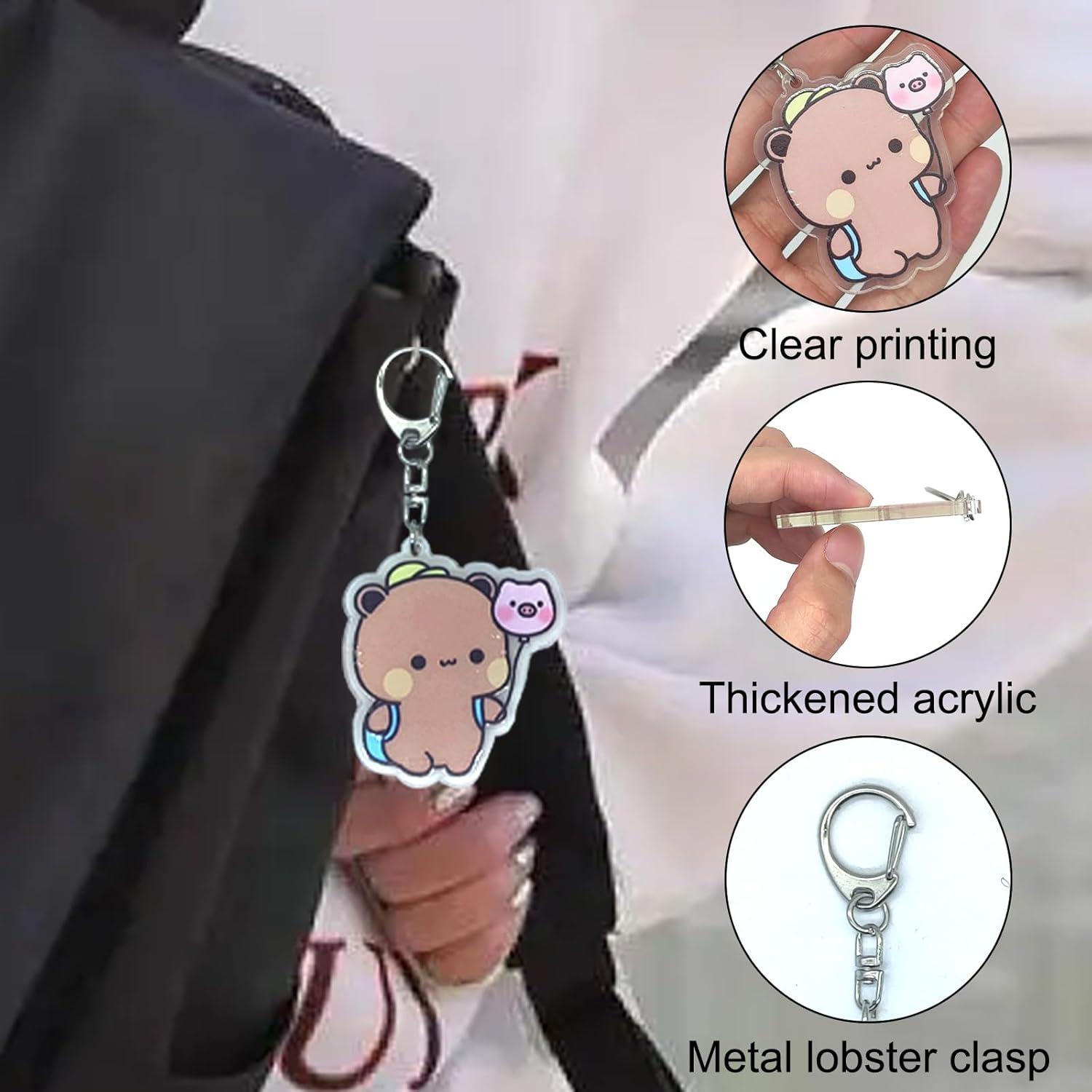 Llavero Acrílico Kawaii Osos Panda Bubu Dudu 4 Pcs