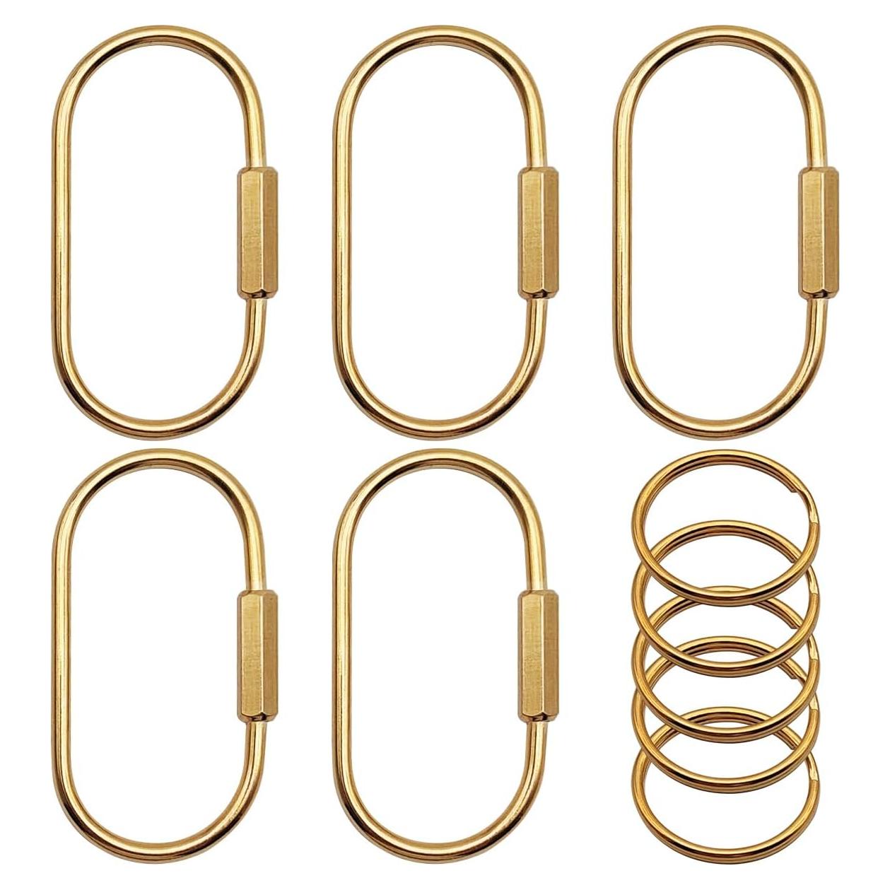 Juego de 5 Anillos de Llave de Latón Dorado Organizador