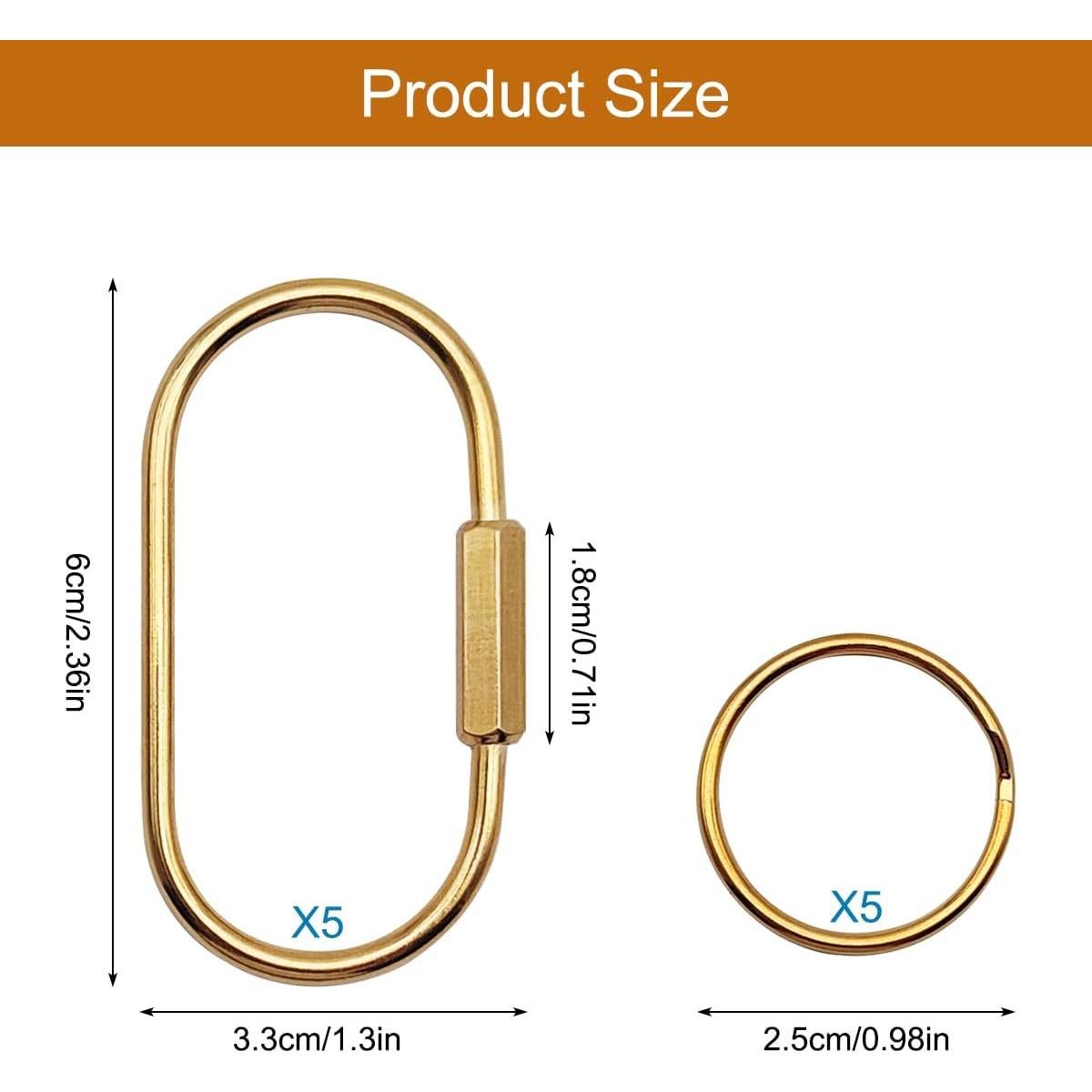 Juego de 5 Anillos de Llave de Latón Dorado Organizador