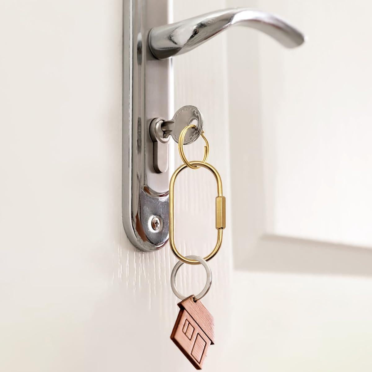 Juego de 5 Anillos de Llave de Latón Dorado Organizador