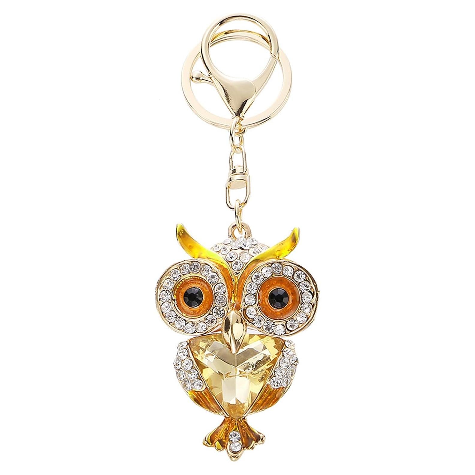 Llave de Encanto para Mujeres Búho Dorado con Cristal 6.3cm