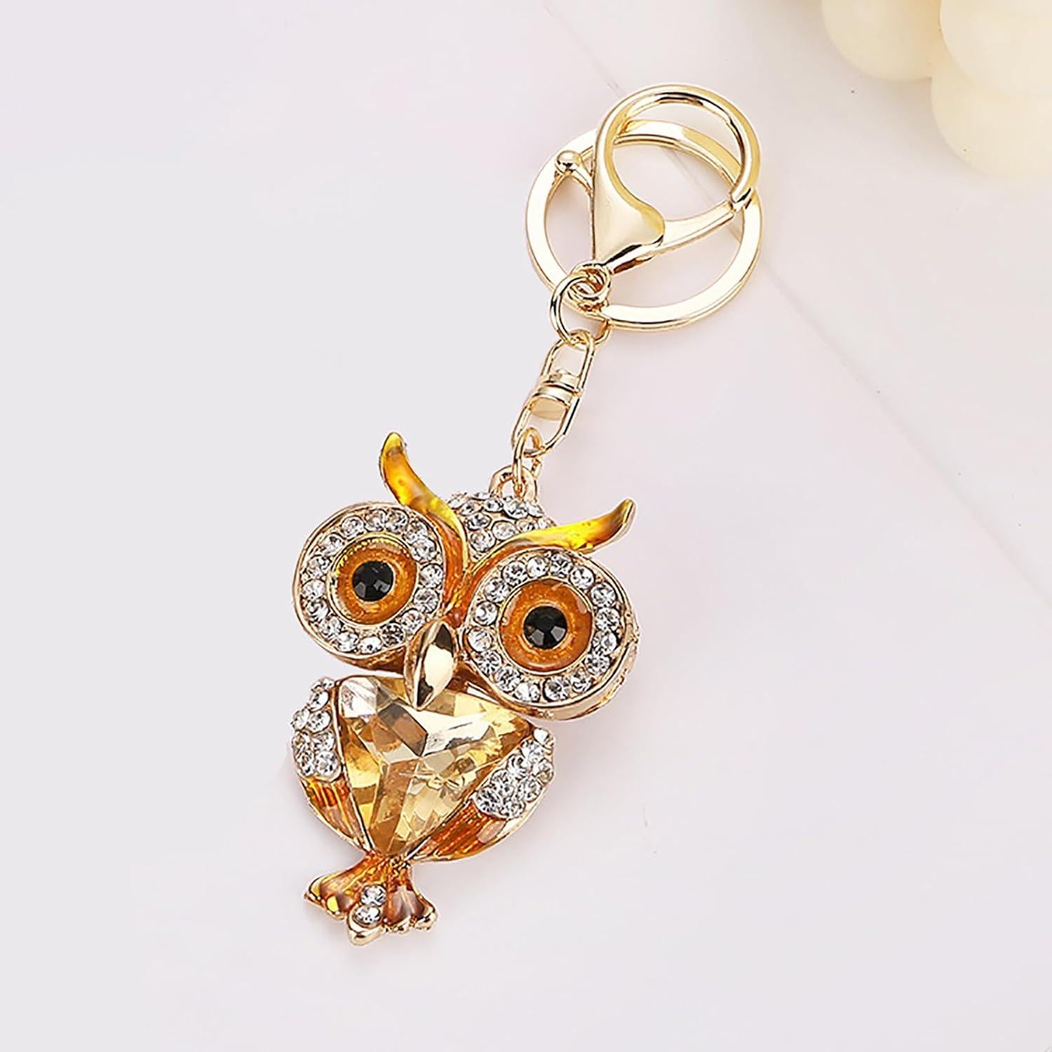 Llave de Encanto para Mujeres Búho Dorado con Cristal 6.3cm