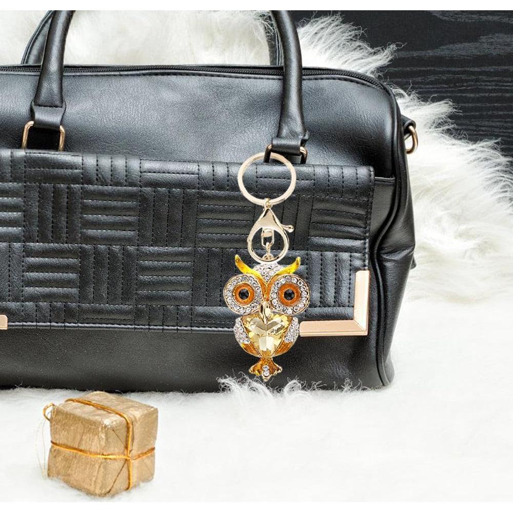 Llave de Encanto para Mujeres Búho Dorado con Cristal 6.3cm