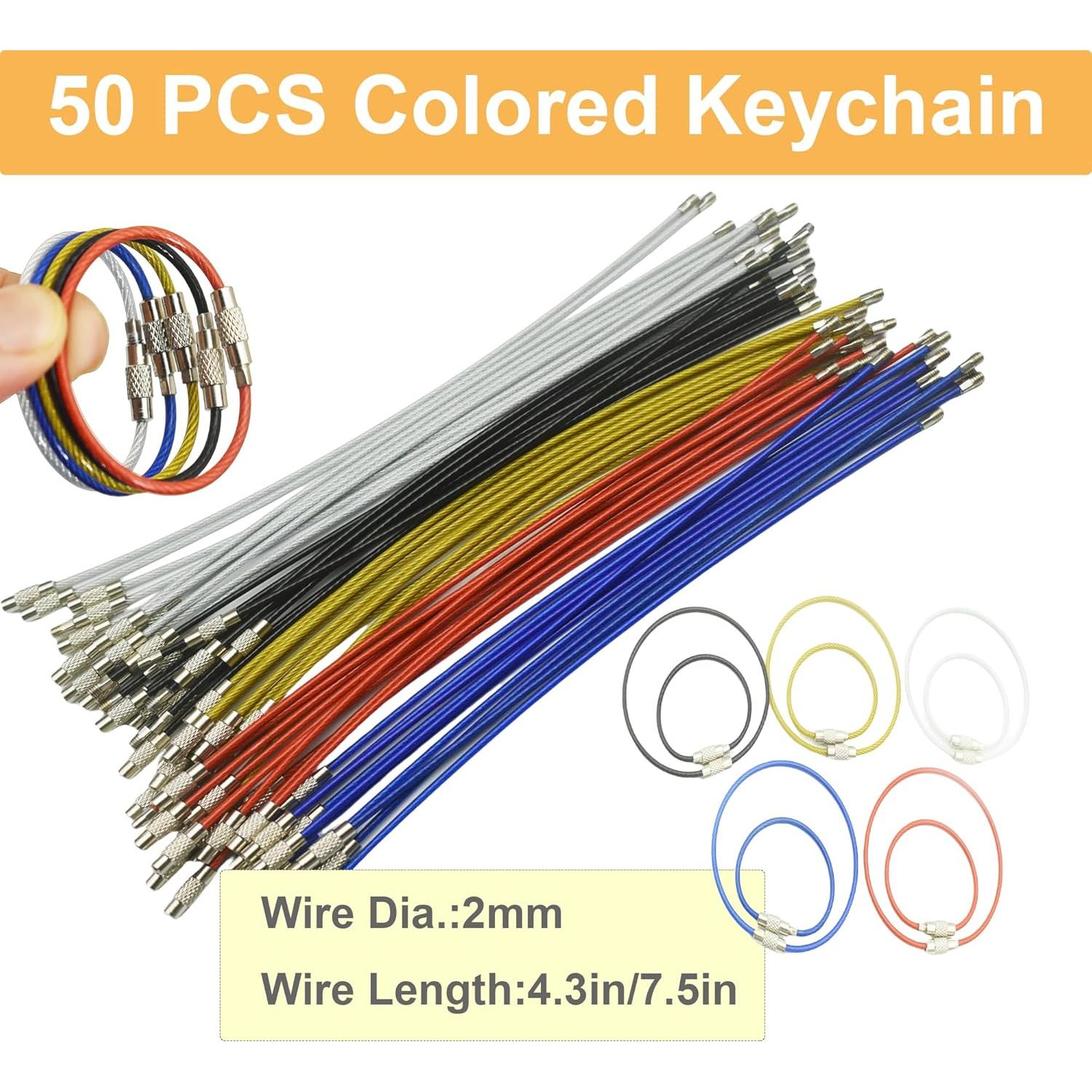 Paquete de 50 llaveros de cable 2mm MyyYiTar multicolor
