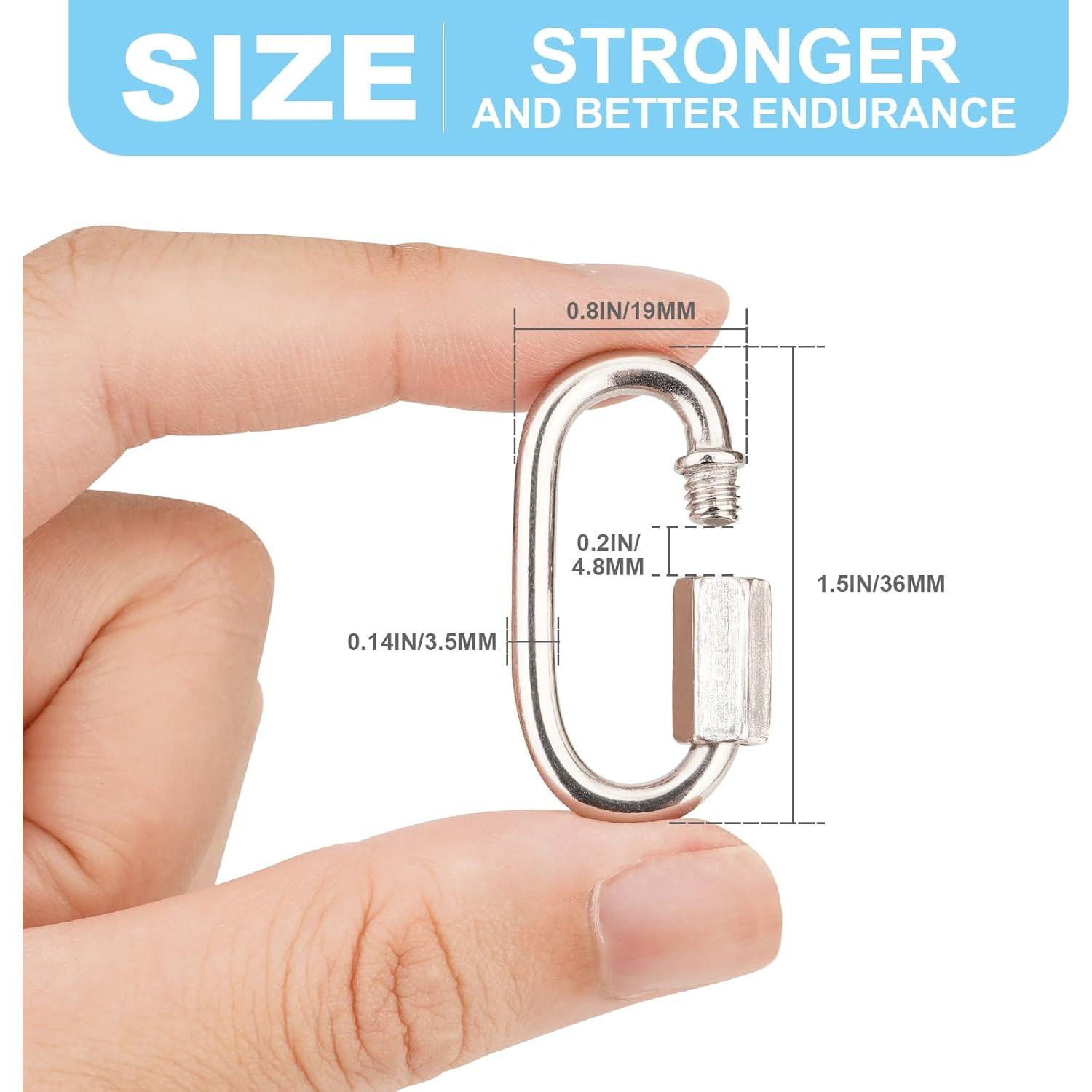 10 Enlaces Rápidos de Cadena Vmuter 3.81 cm Acero Inoxidable 80 kg