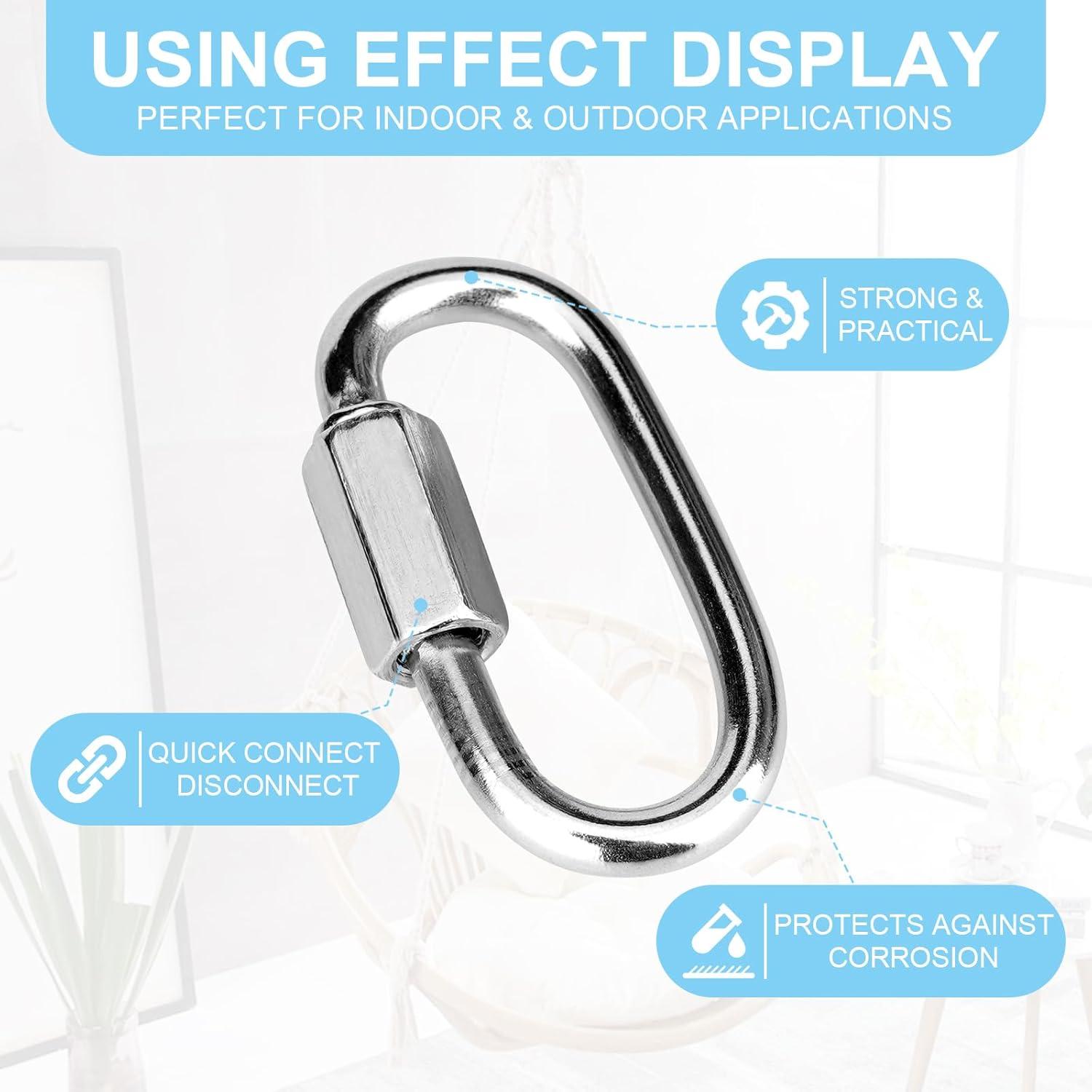 10 Enlaces Rápidos de Cadena Vmuter 3.81 cm Acero Inoxidable 80 kg