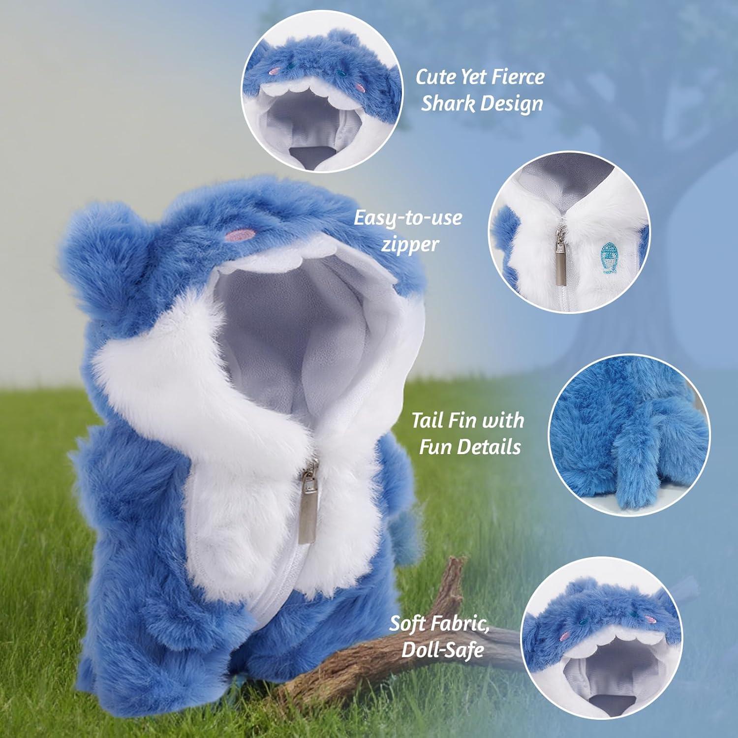 Muñeco de Llavero 17cm Tiburón Azul con Ropa y Accesorios