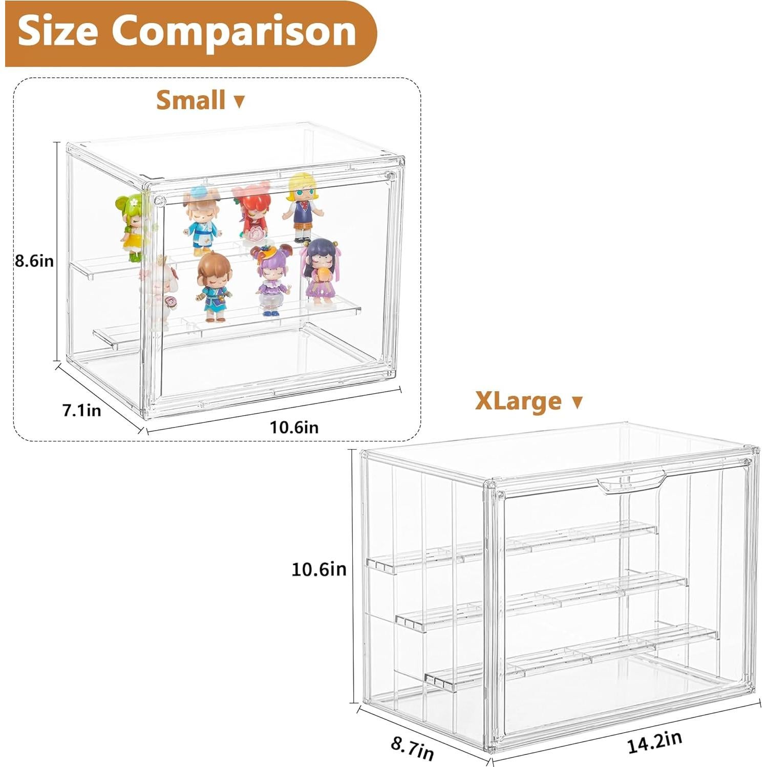 Caja de Exhibición Acrílica LXLXXL 4 Niveles Ajustable Transparente