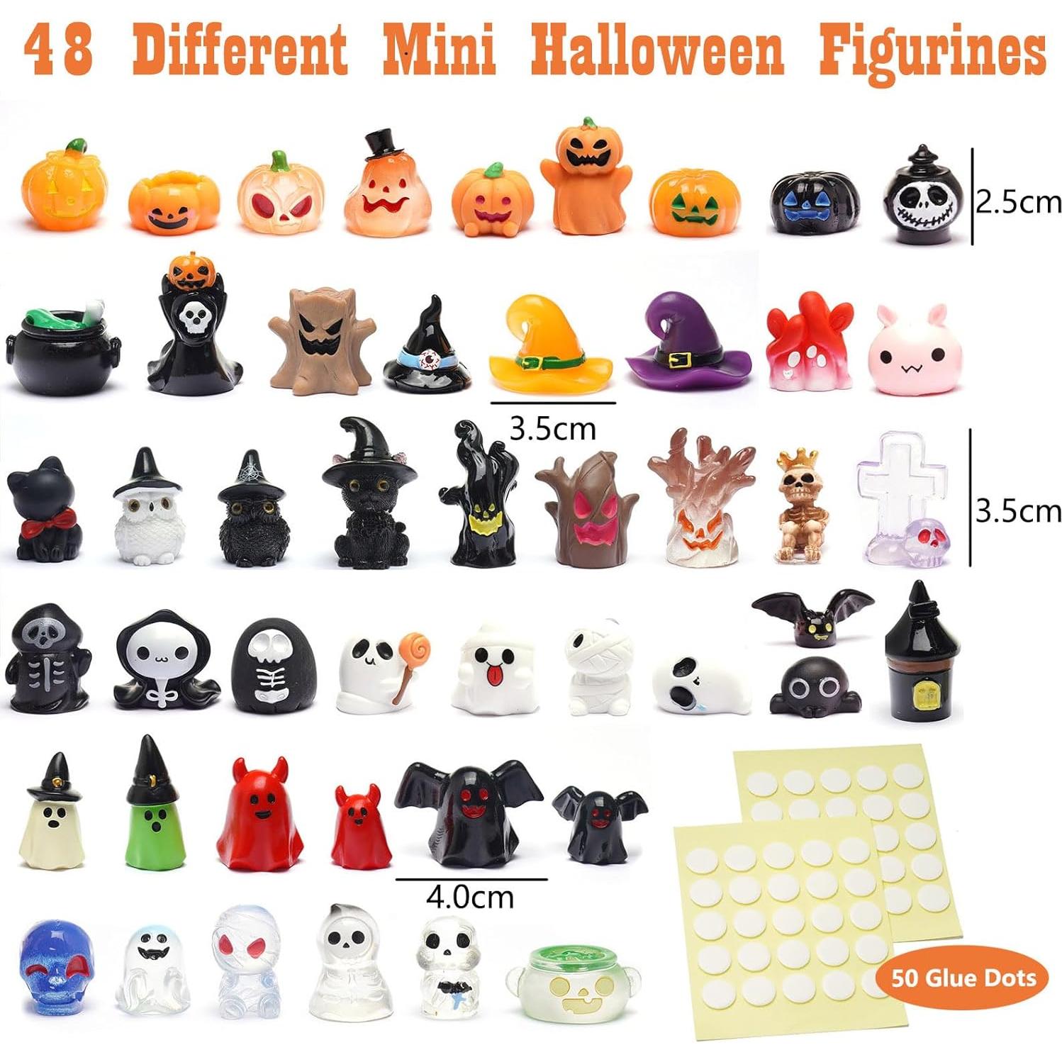 Miniaturas de Halloween ZMRU - 48 Figuras de Resina 2-5 cm