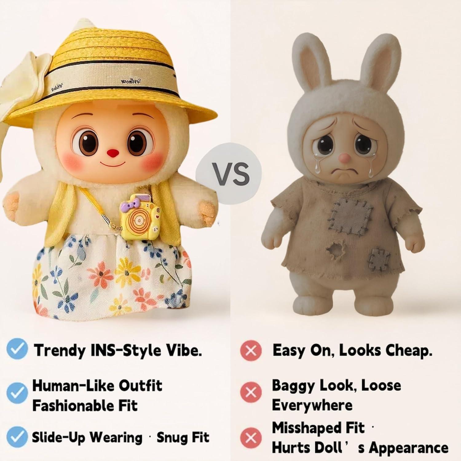 Conjunto Floral Tropical para Muñeca 17cm - Sombrero, Capa y Vestido