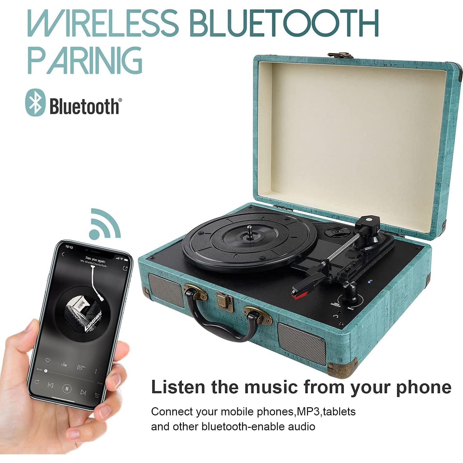 Reproductor de Vinilo Mersoco M435 Bluetooth 3 Velocidades Verde