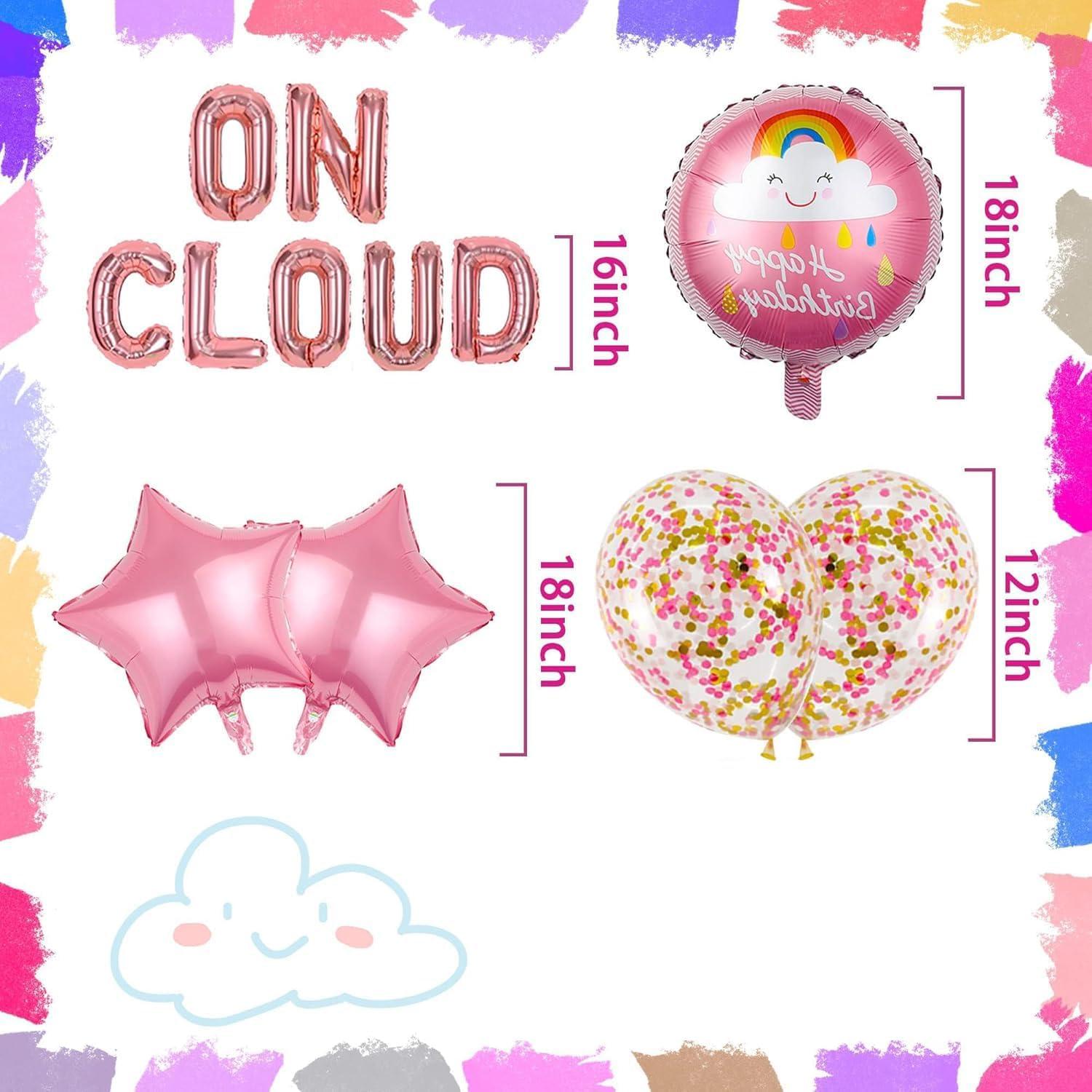 Banderín de Globos Dorado Rosa LaVenty para Cumpleaños 9 Años